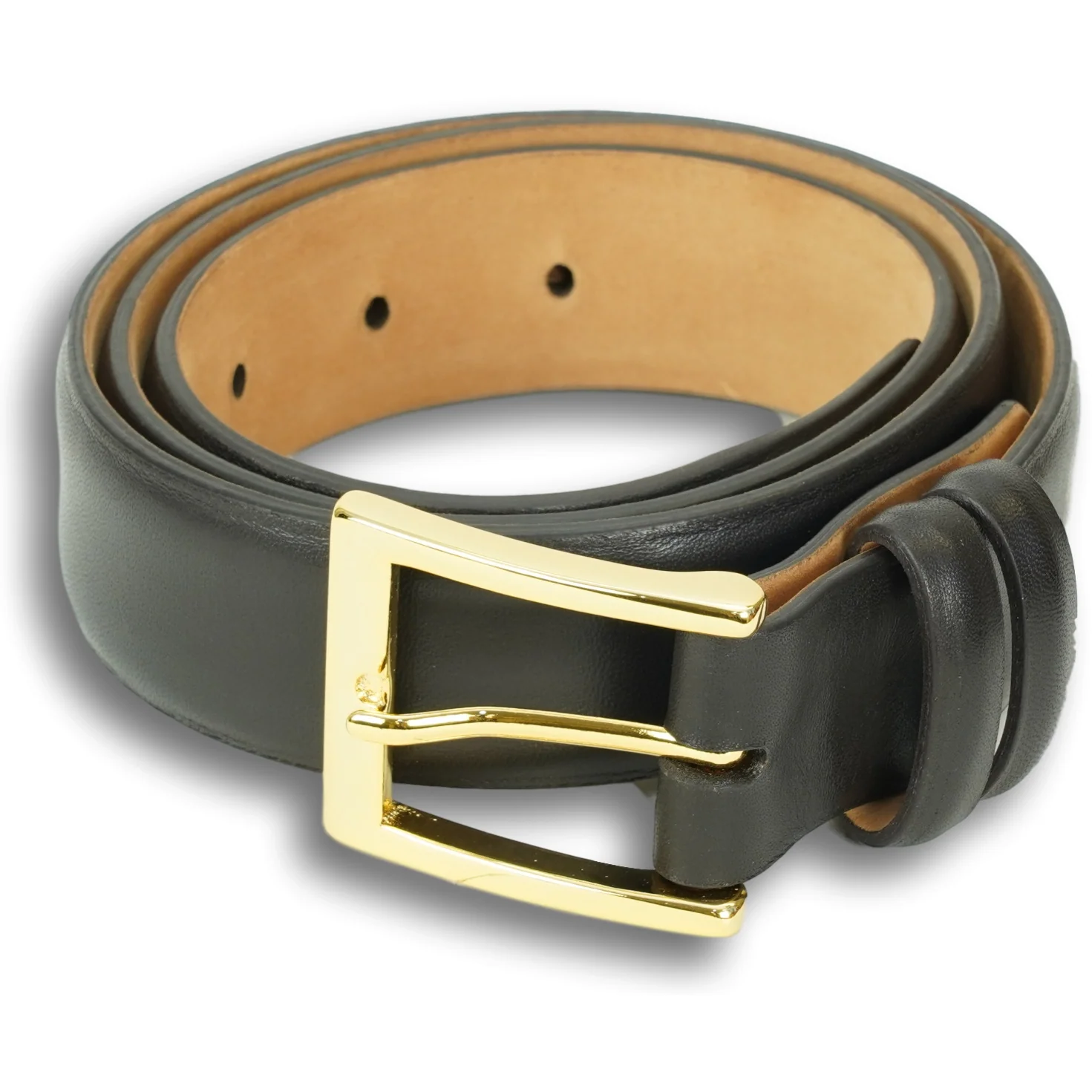 1 1/4" Semi-Matte Calfskin Belt with Brass Buckle - Image 2