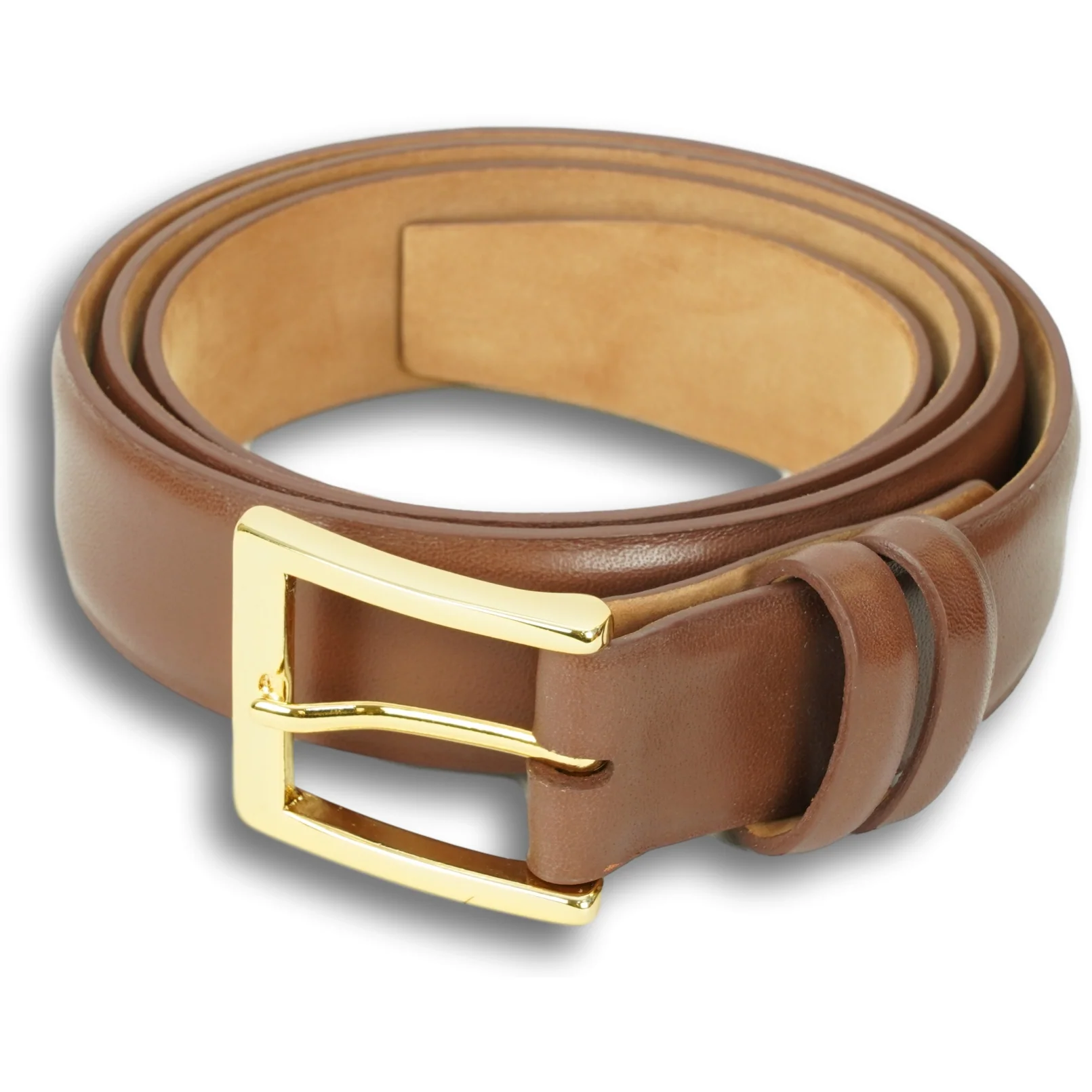 1 1/4" Semi-Matte Calfskin Belt with Brass Buckle - Image 3