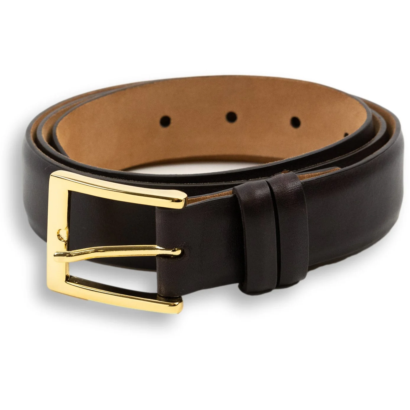 1 1/4" Semi-Matte Calfskin Belt with Brass Buckle - Image 4
