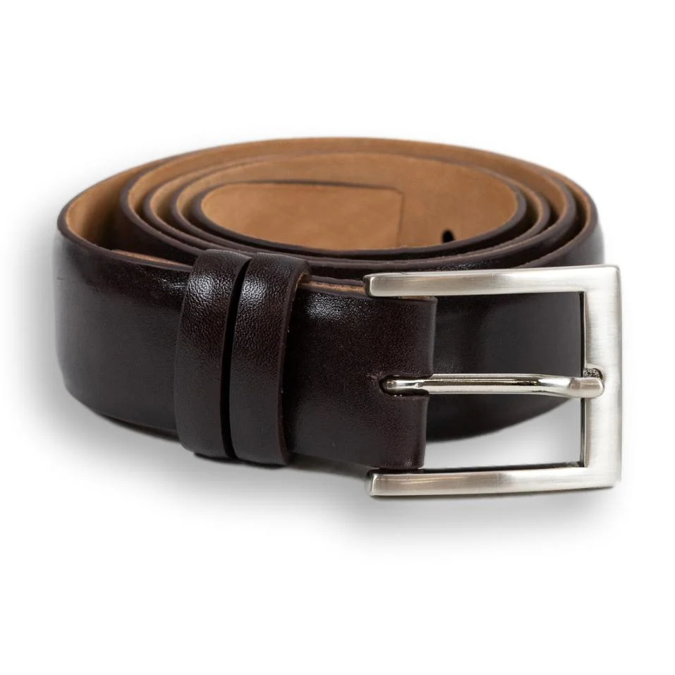 1 1/4" Semi-Matte Calfskin Belt with Brushed Nickel Buckle - Image 4