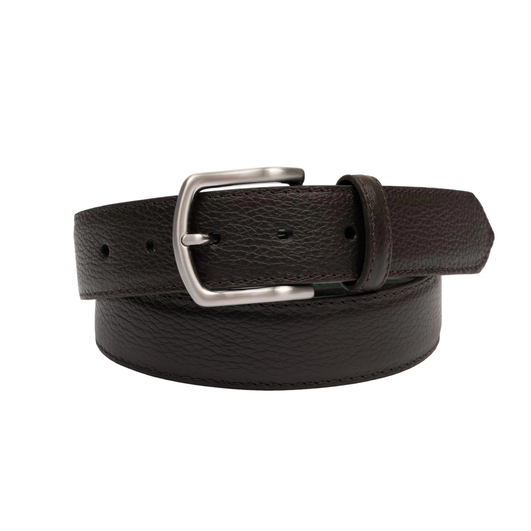 1 3/8" South Beach Calf Leather Belt with Nickel Buckle - Image 3
