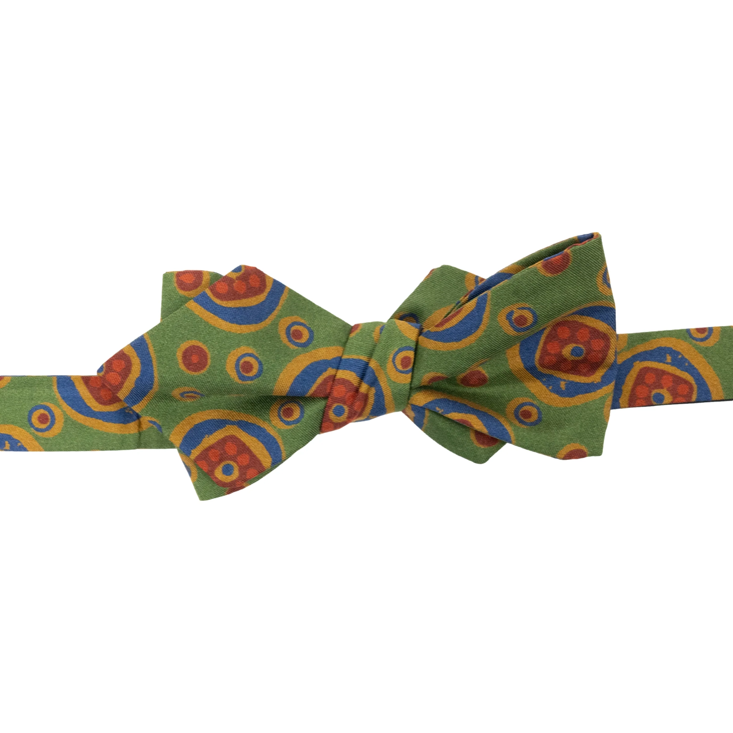 Abstract Circle Print Silk Pointed End Bow Tie - Image 2