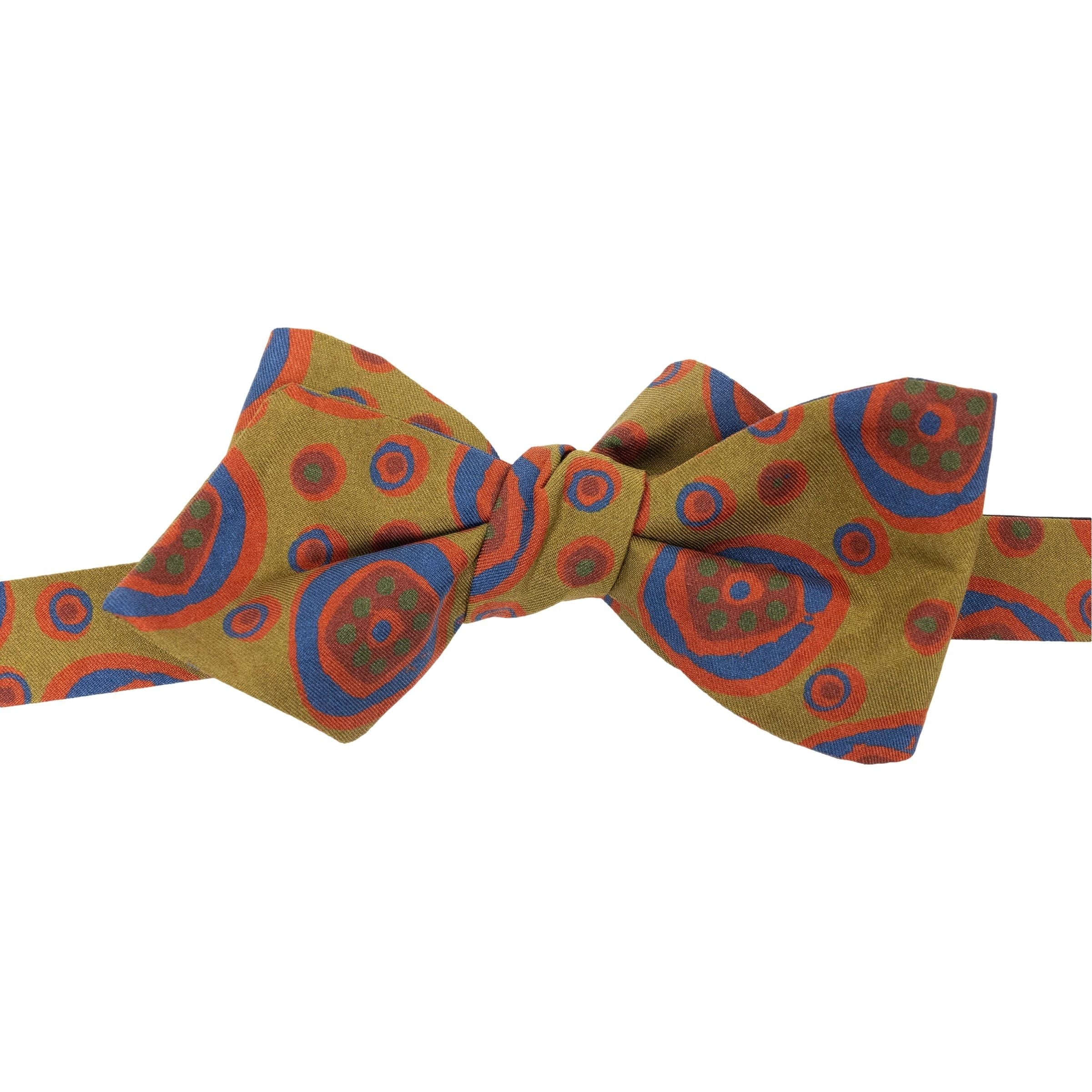 Abstract Circle Print Silk Pointed End Bow Tie - Image 3