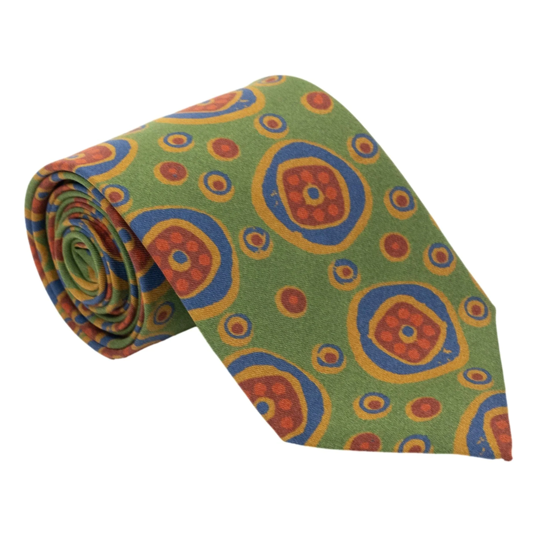 Abstract Circle Print Silk Tie - Image 2