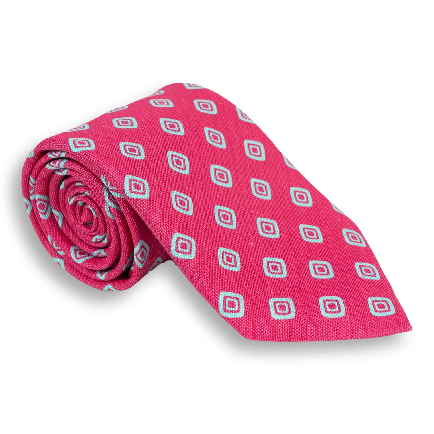 Abstract Diamond Silk and Linen Woven Tie - Image 3