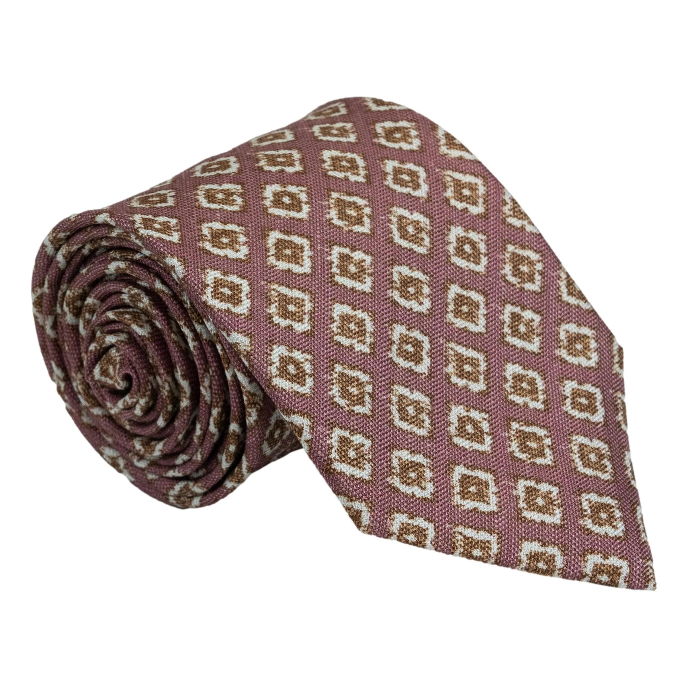 Abstract Double Diamond Shield Motif Silk Tie - Image 2