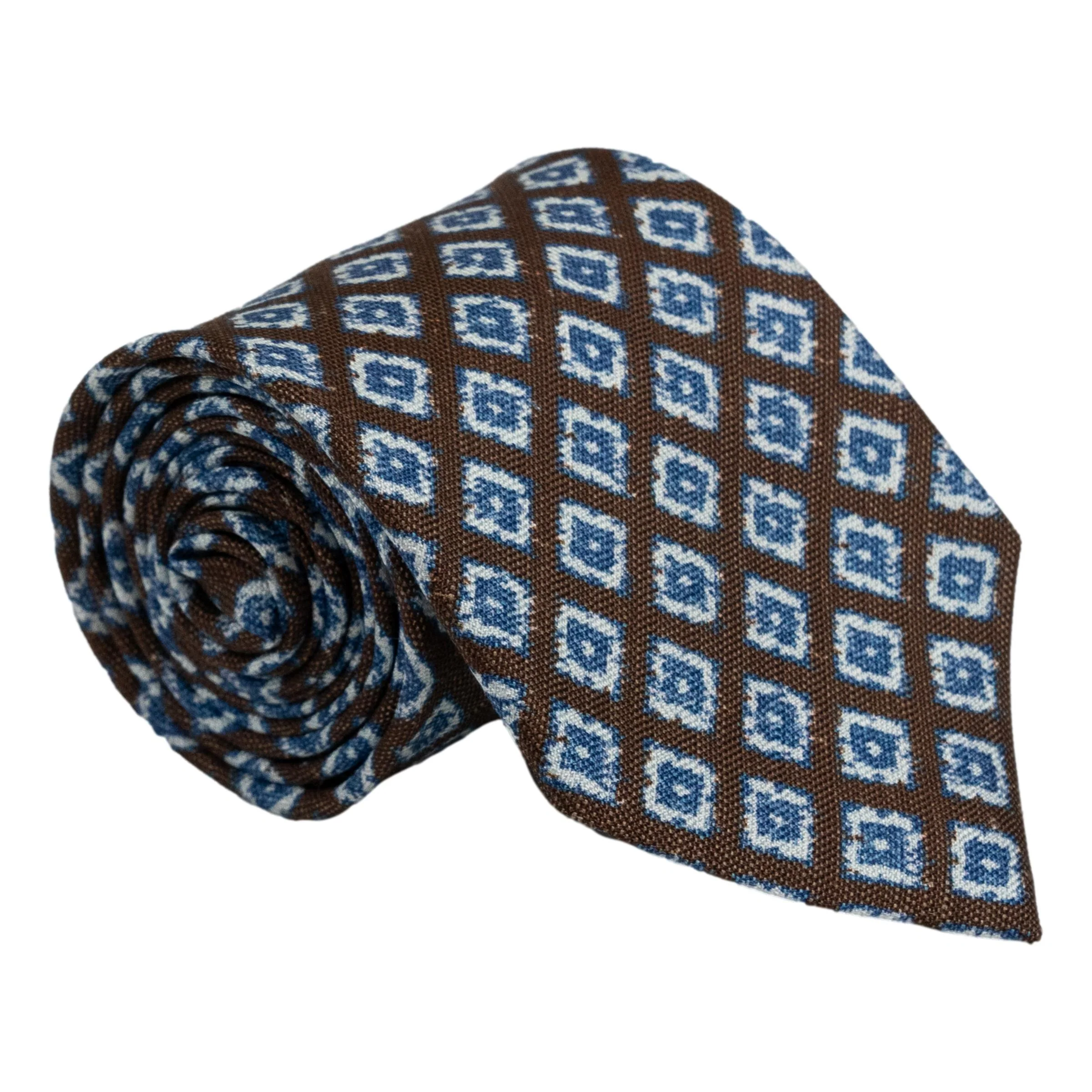 Abstract Double Diamond Shield Motif Silk Tie - Image 3