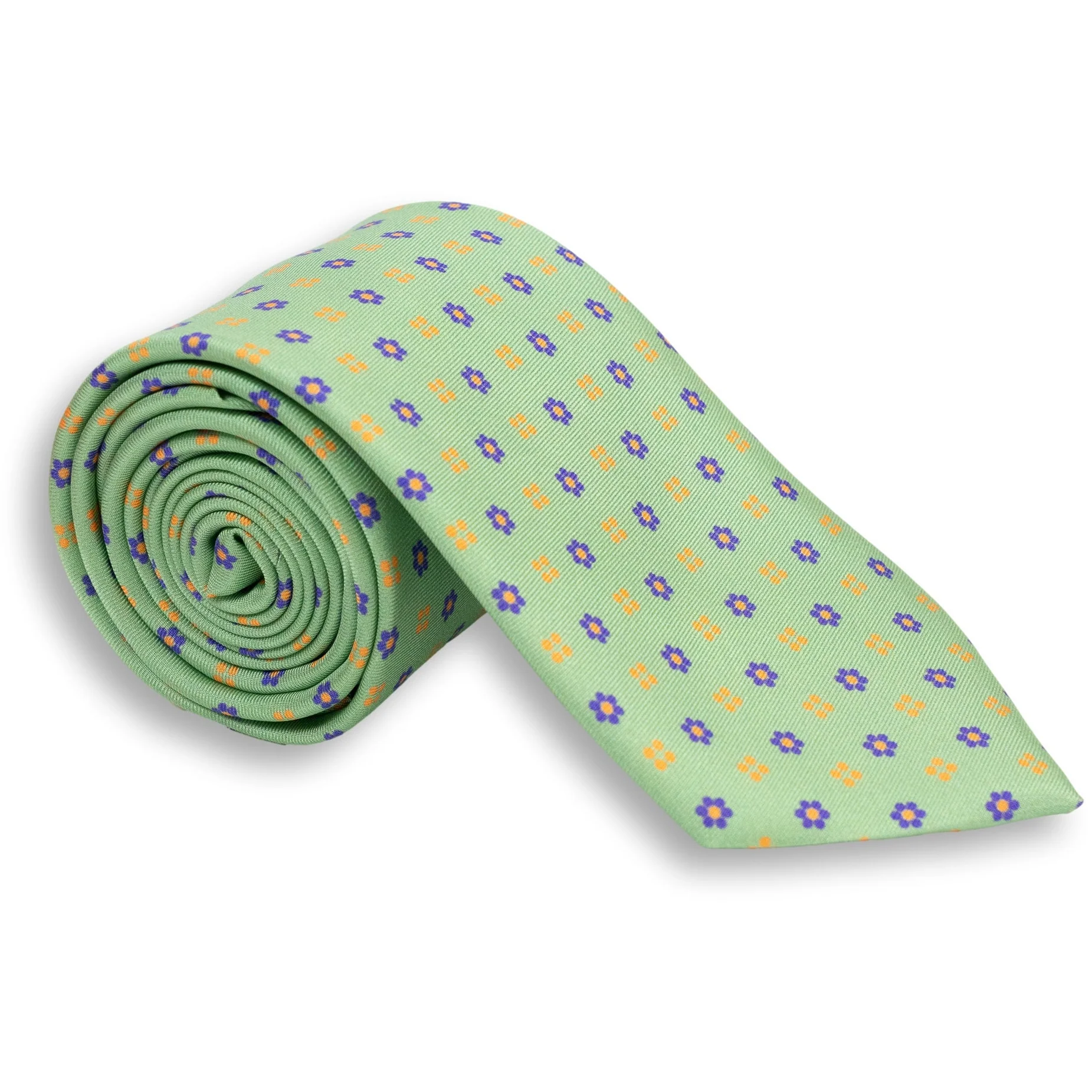 Abstract Flower Pattern Silk Print Tie - Image 2