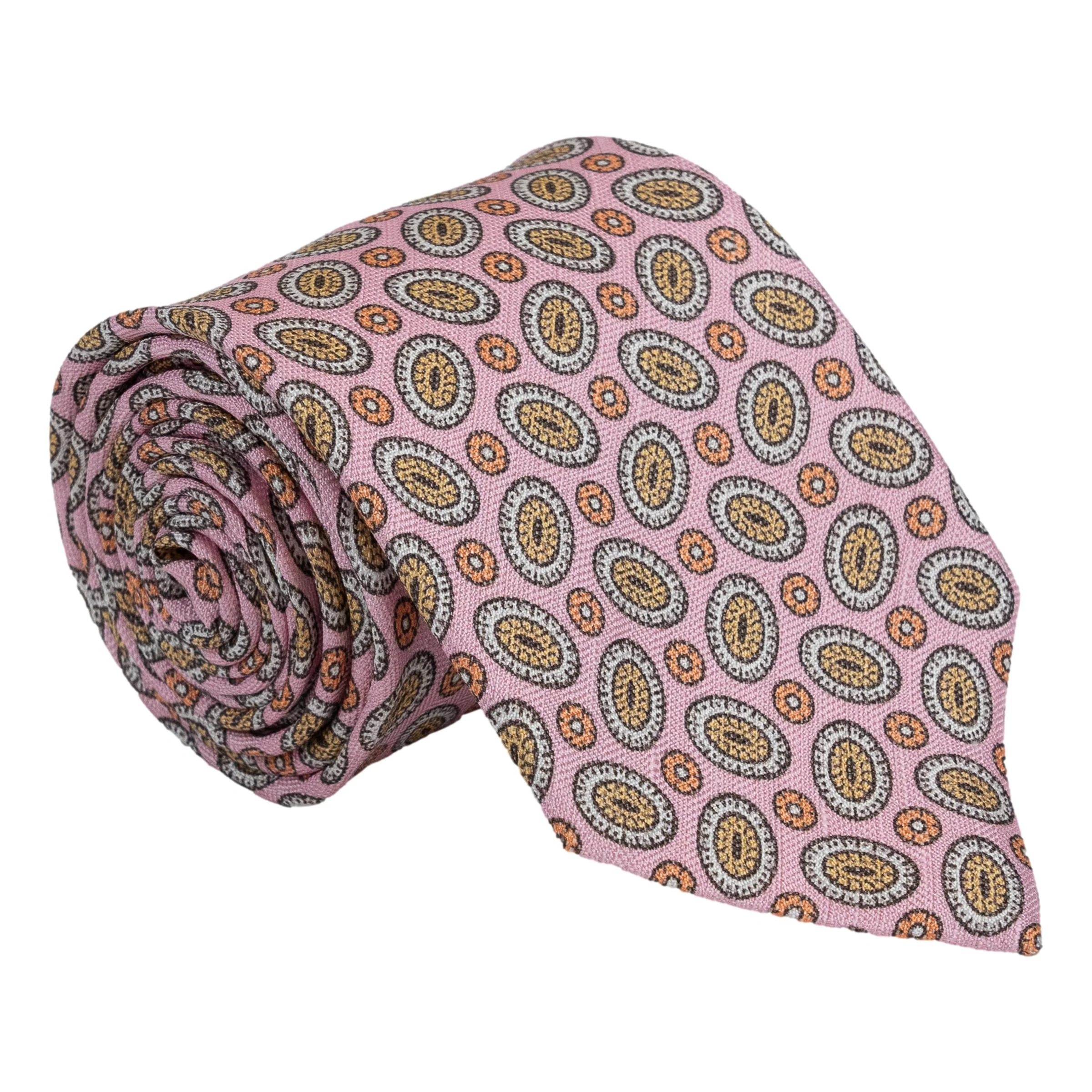 Abstract Oval Shield Motif Silk Tie - Image 2