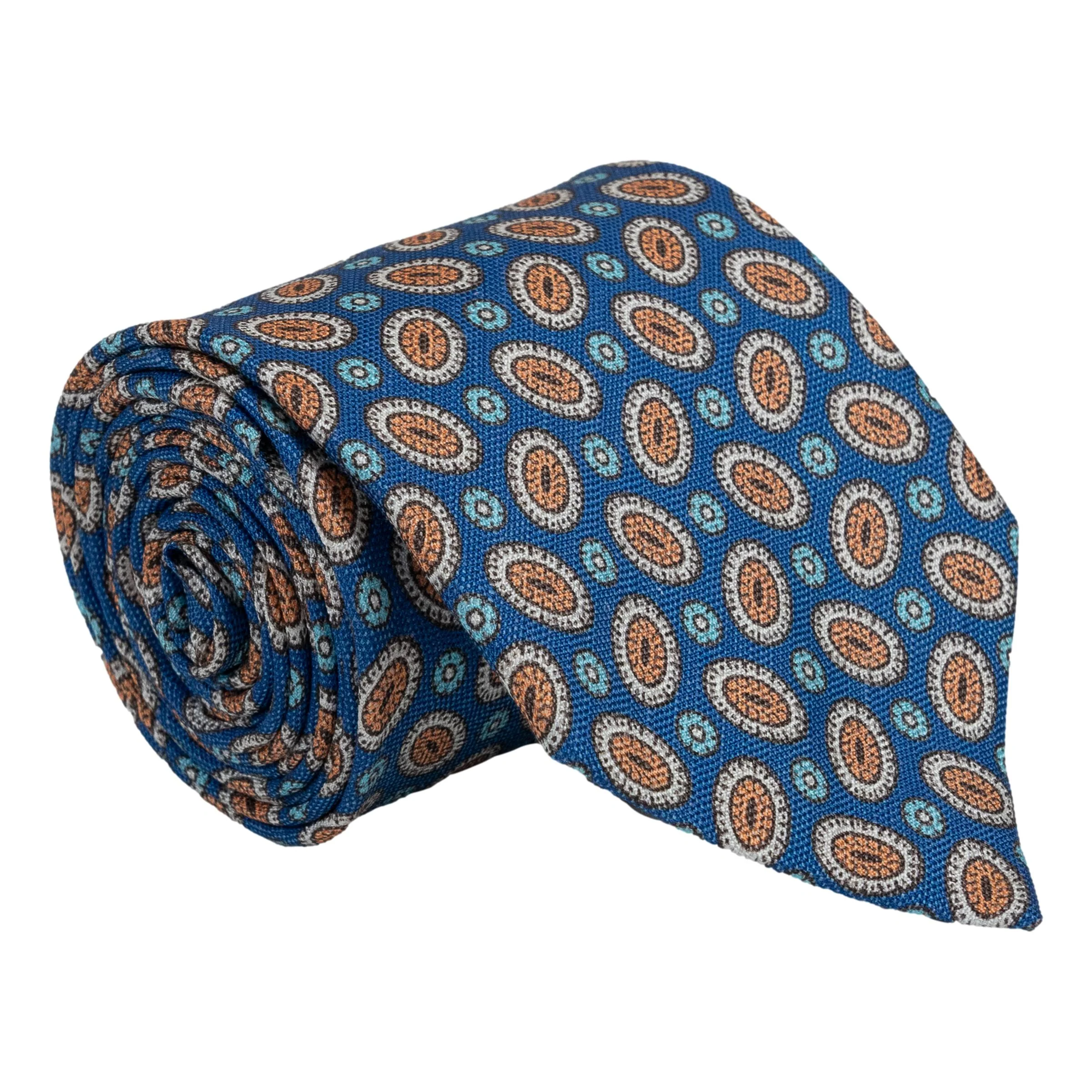 Abstract Oval Shield Motif Silk Tie - Image 3