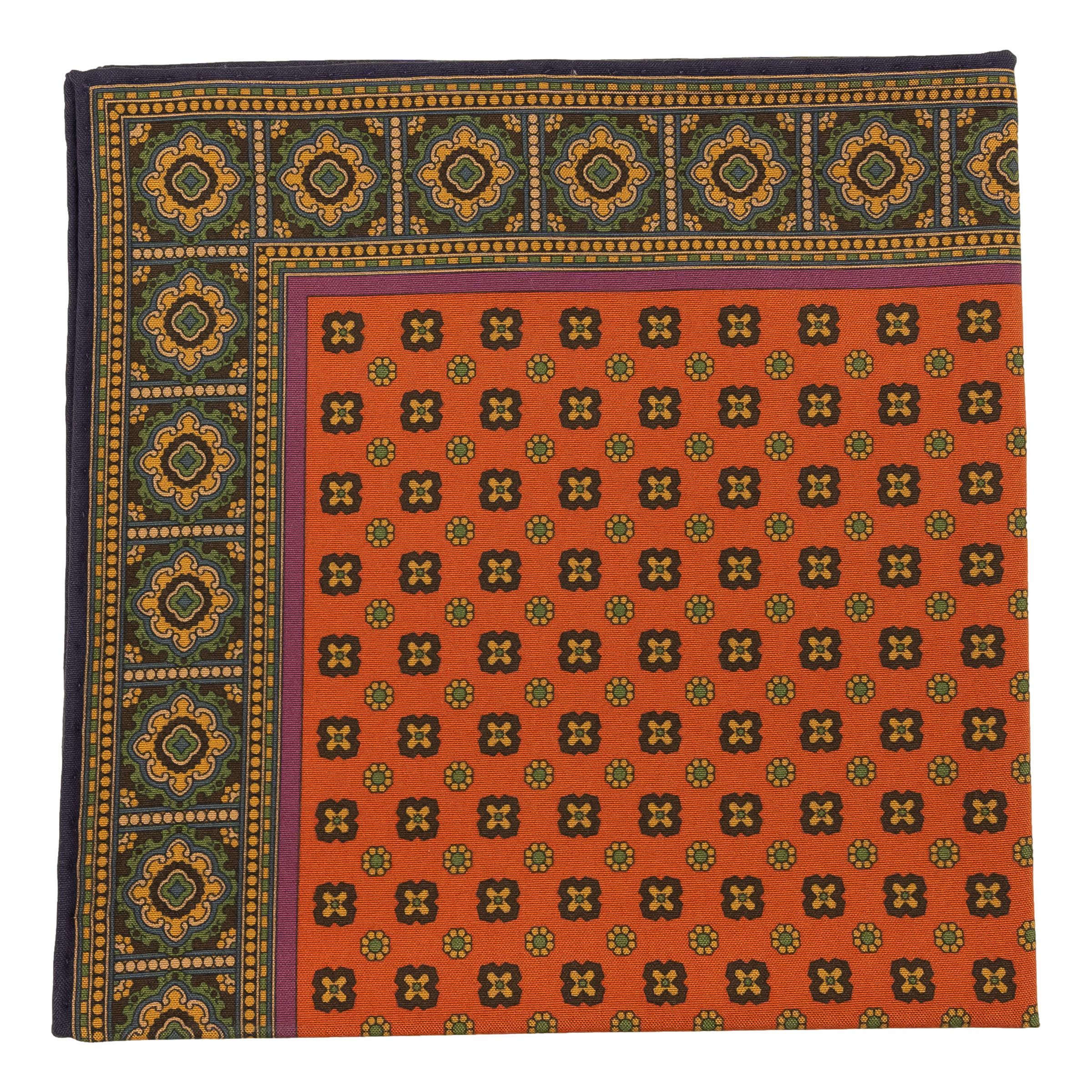 Abstract Shield Border Silk Pocket Square - Image 2
