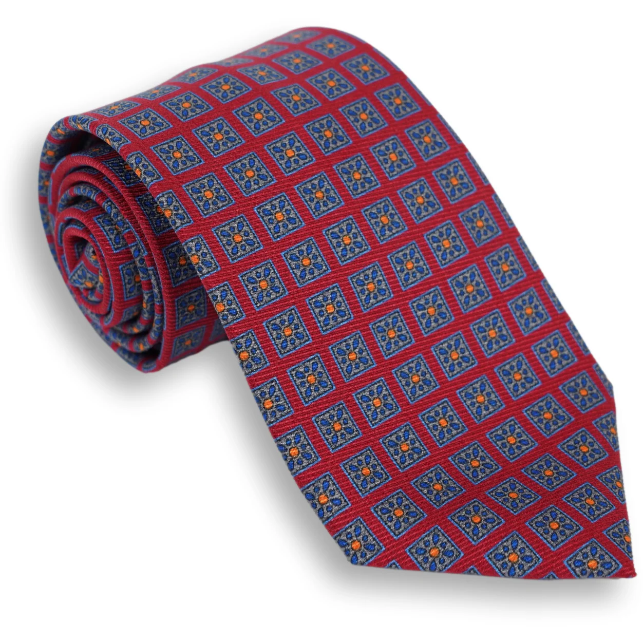 Abstract Square Shield Motif Silk Tie - Image 3