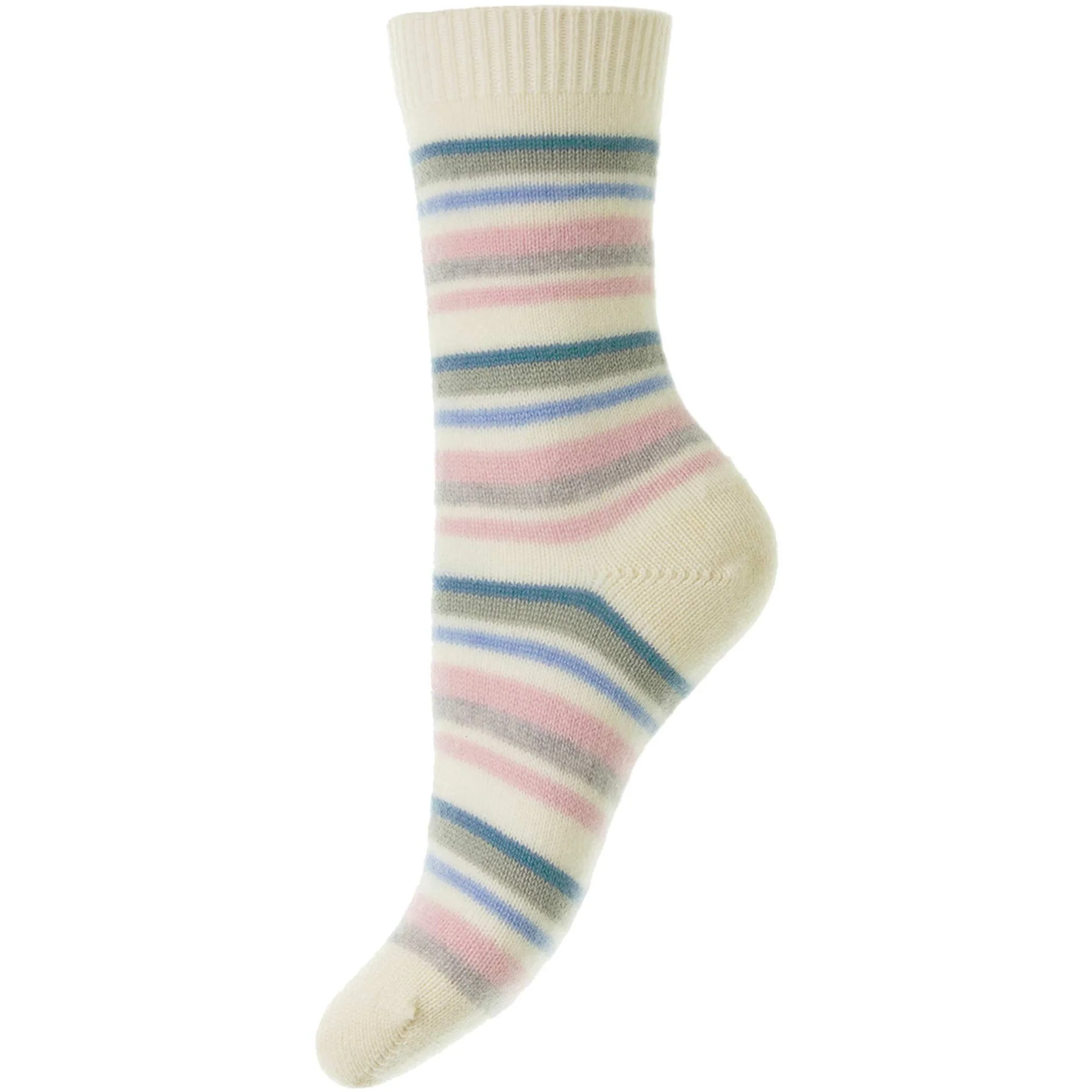 Alexandra Multi Stripes Cashmere Ladies Socks - Image 3
