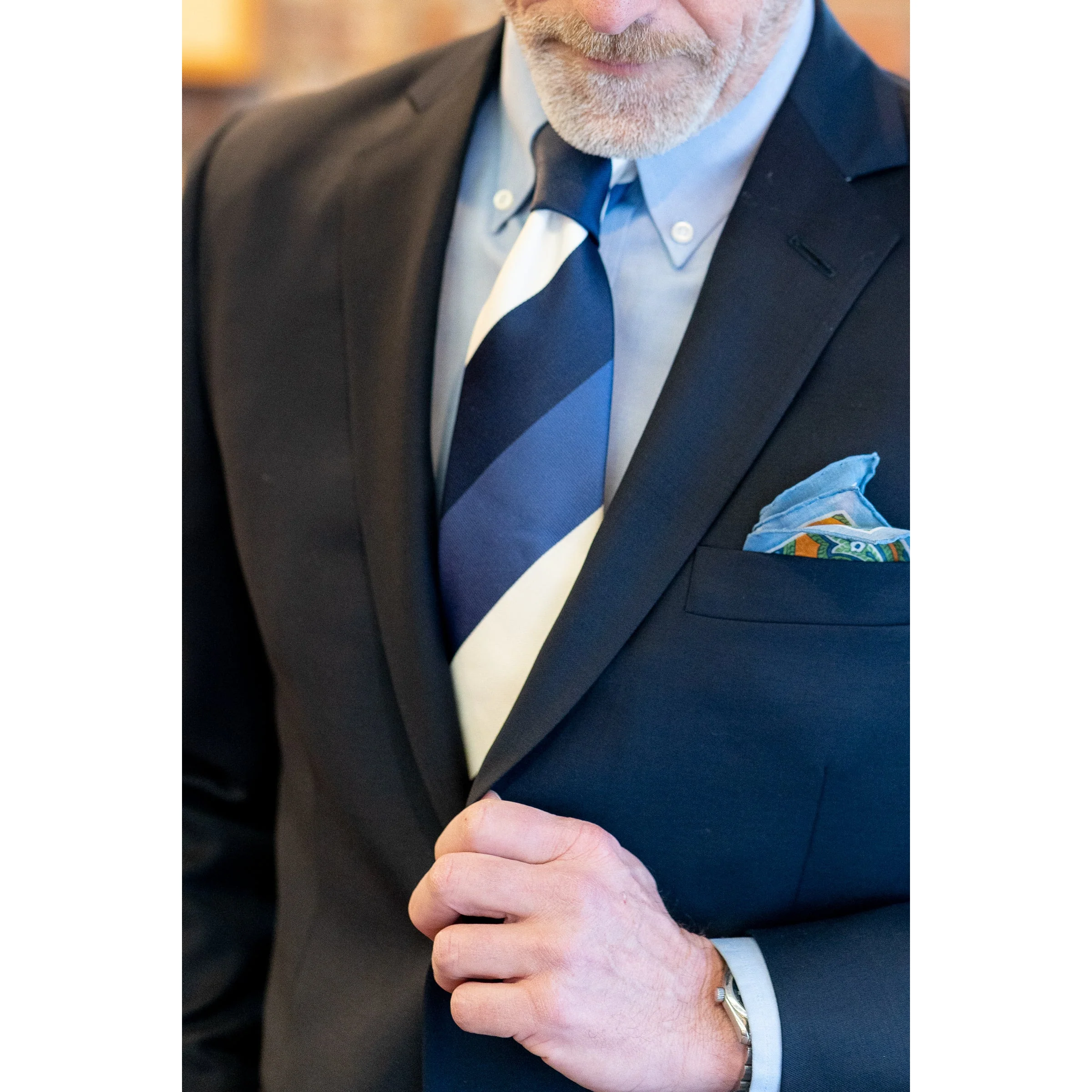 Andover Anniversary Block Stripe Silk Tie - Image 2