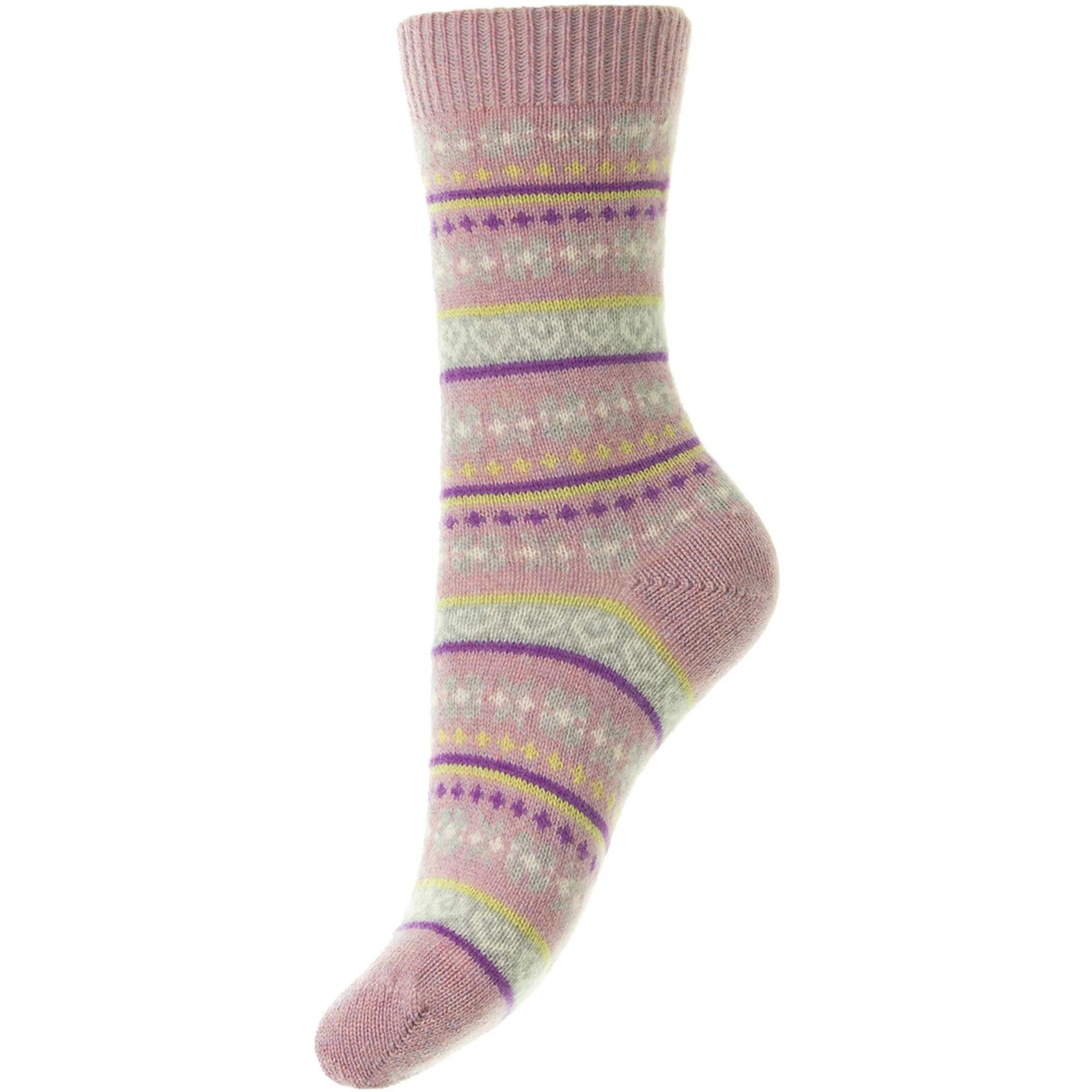 Arabella Heart Fairisle Cashmere Ladies Socks - Image 2