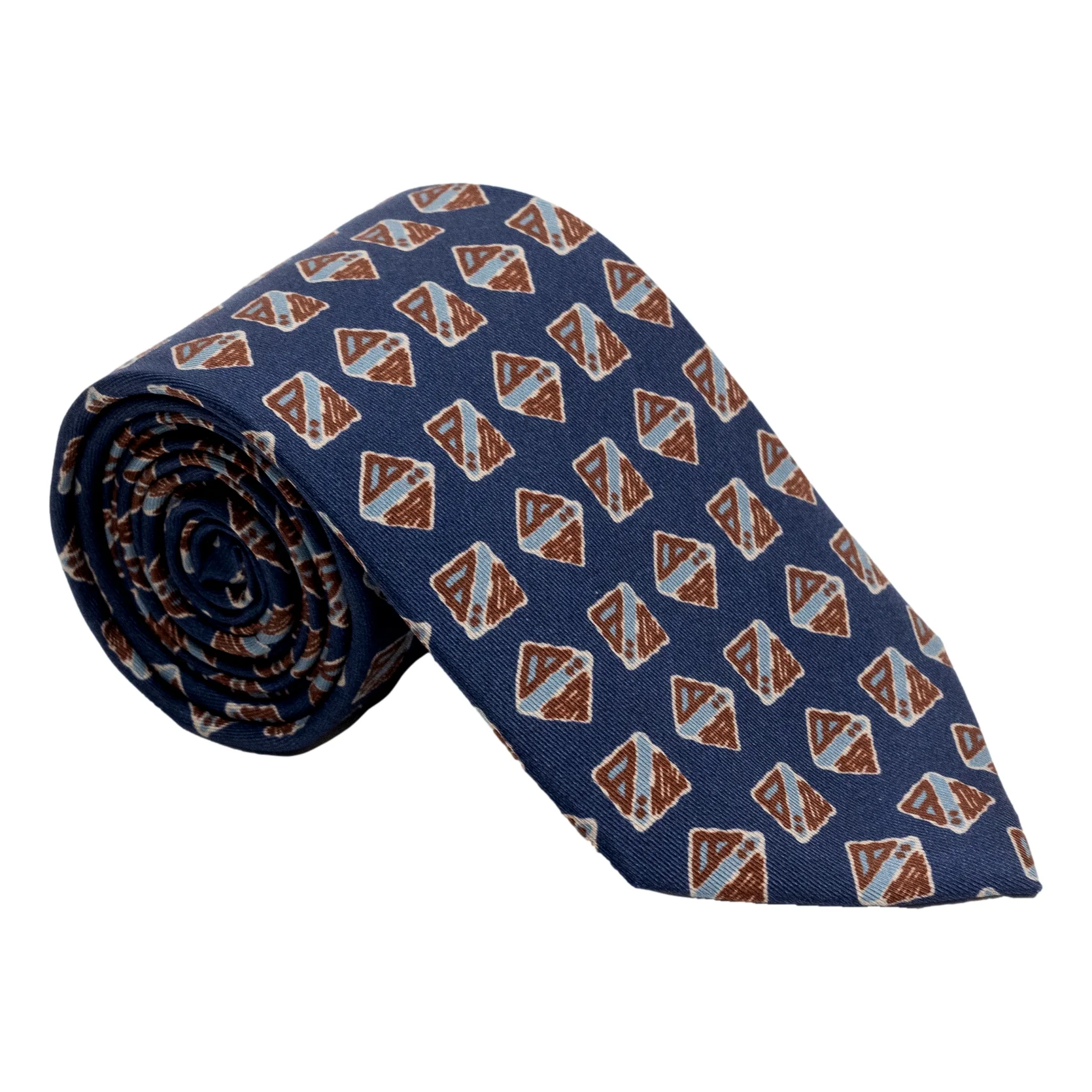 Artistic Square and Diamond Motif Silk Tie - Image 4