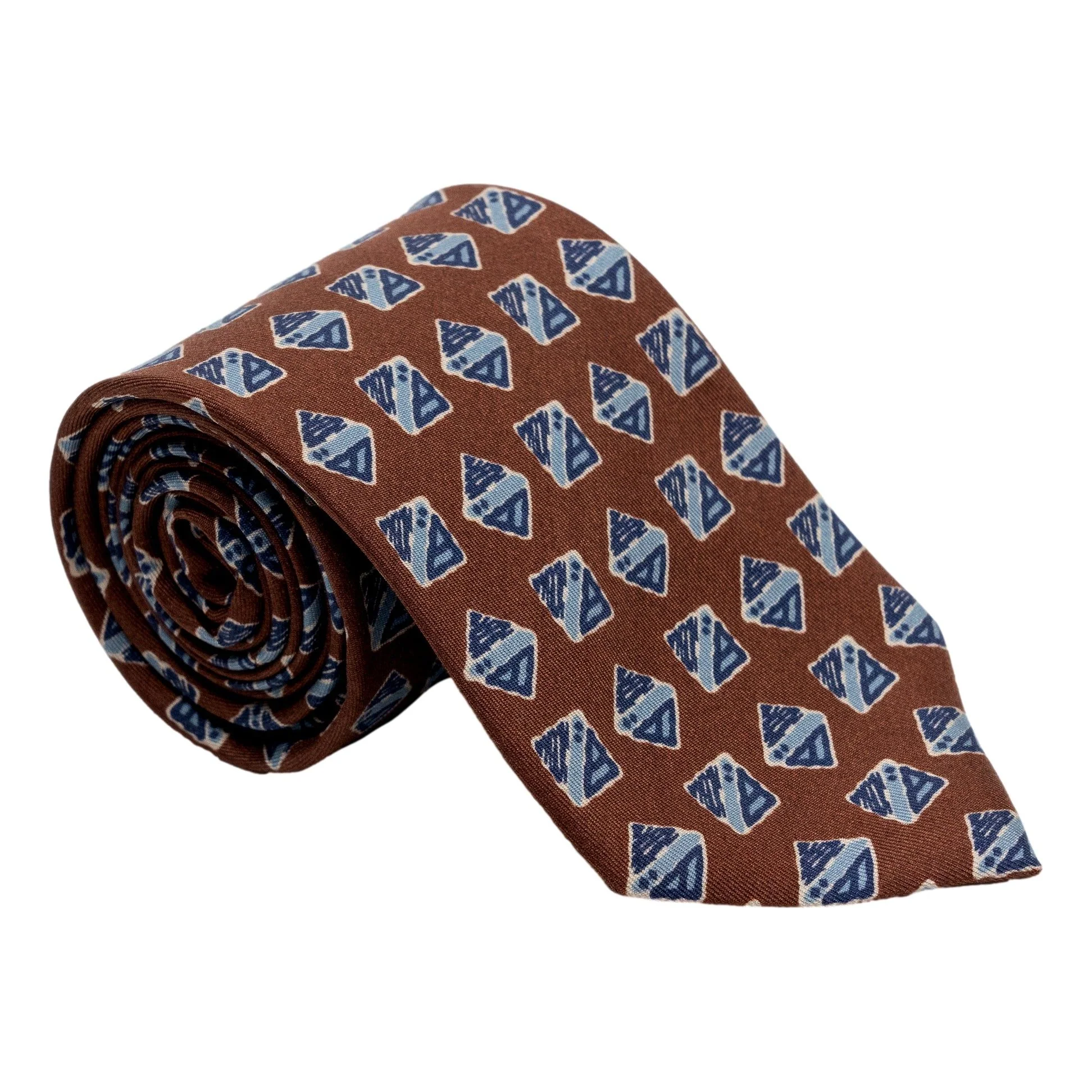 Artistic Square and Diamond Motif Silk Tie - Image 5