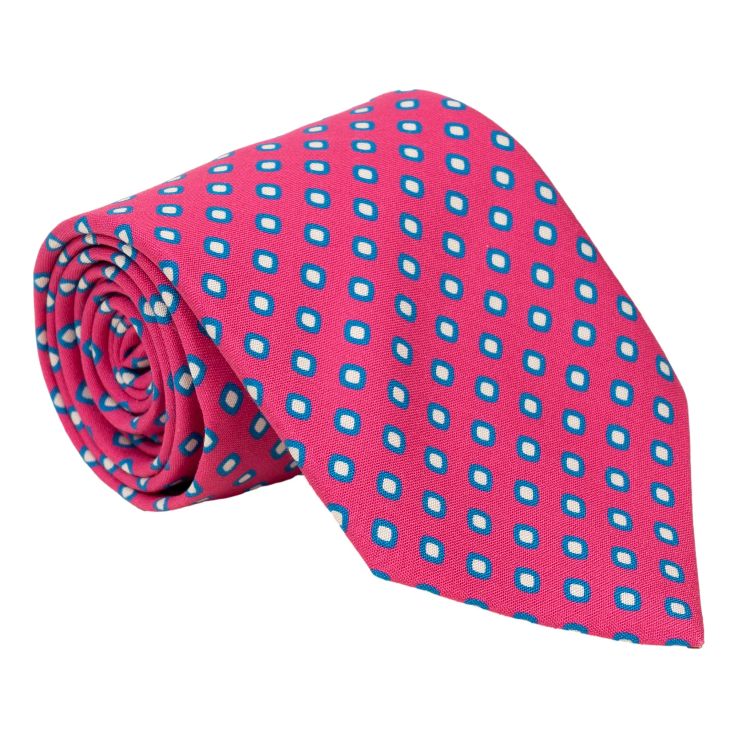 Bordered White Diamond Print Silk Tie - Image 2