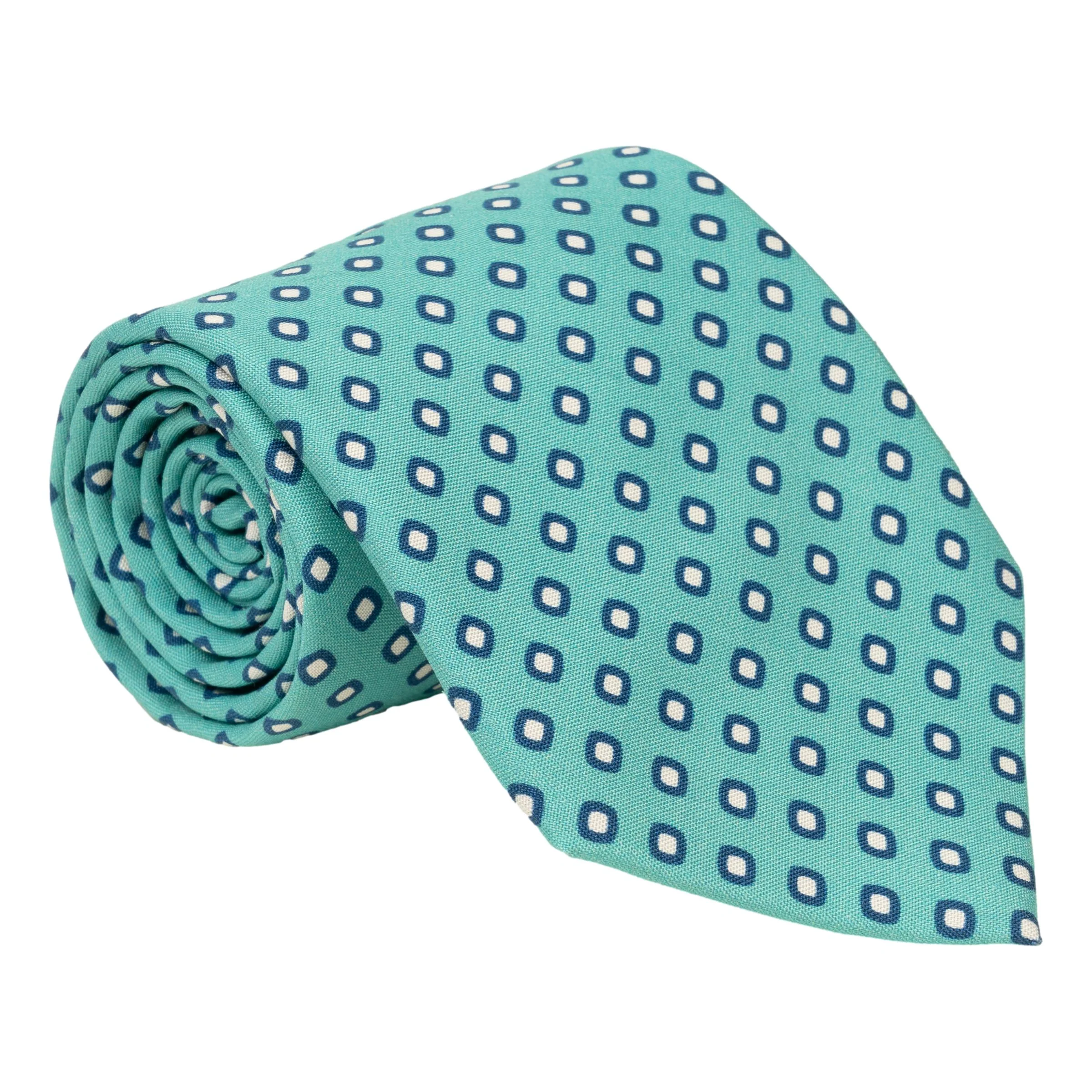 Bordered White Diamond Print Silk Tie - Image 3