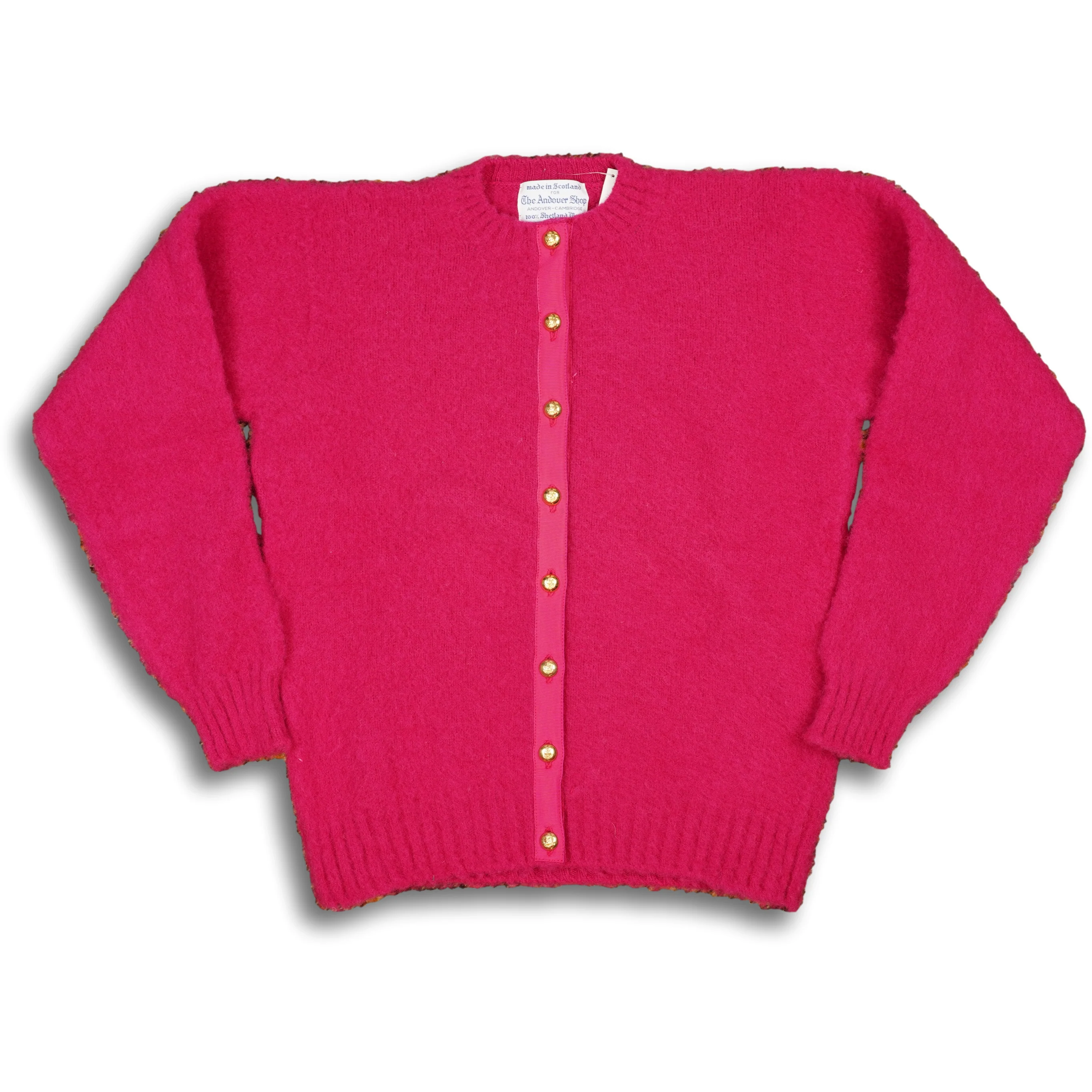 Brushed Shetland Crew Neck Cardigan Sweater - Image 4