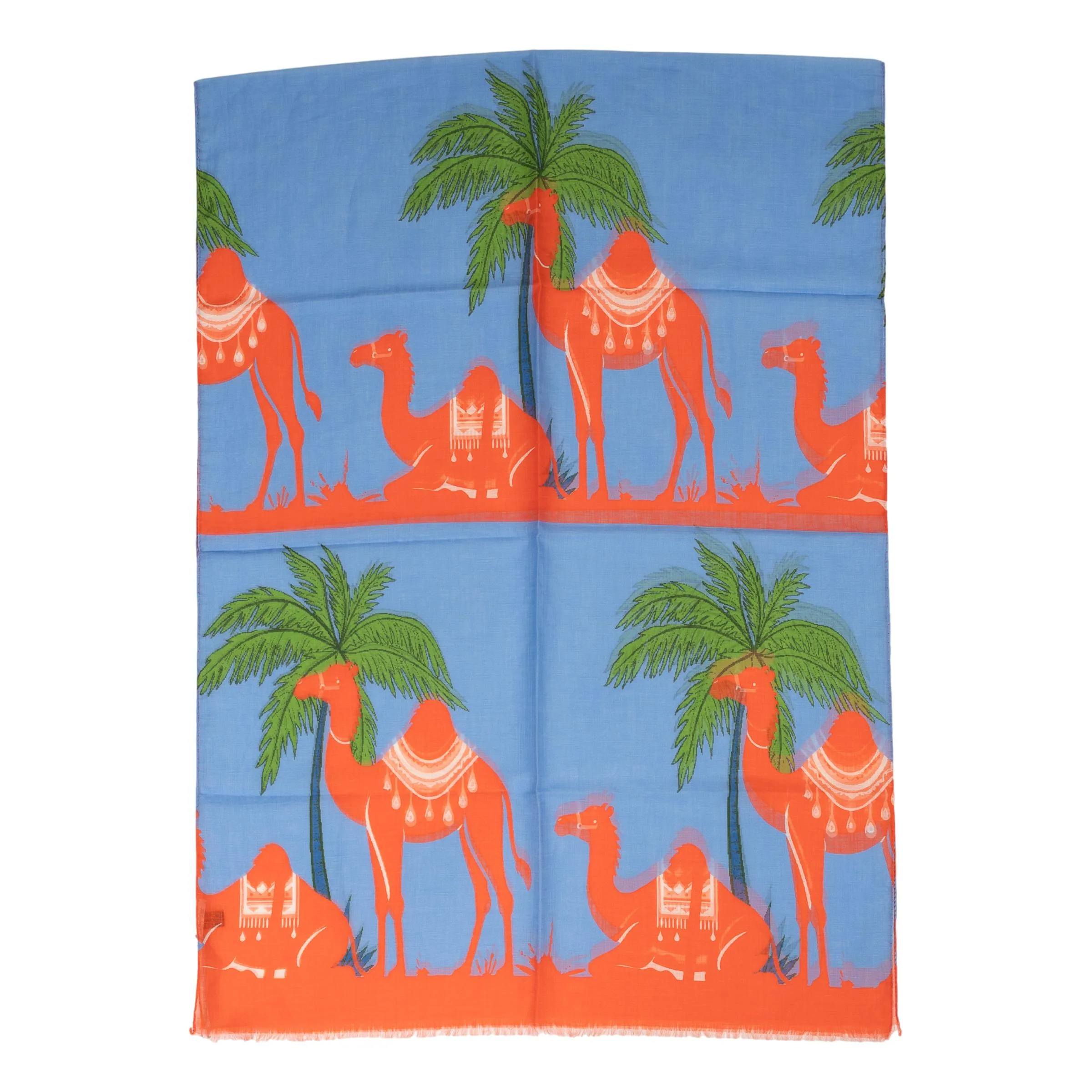 Camel Cotton and Linen Blend Scarf - Image 2