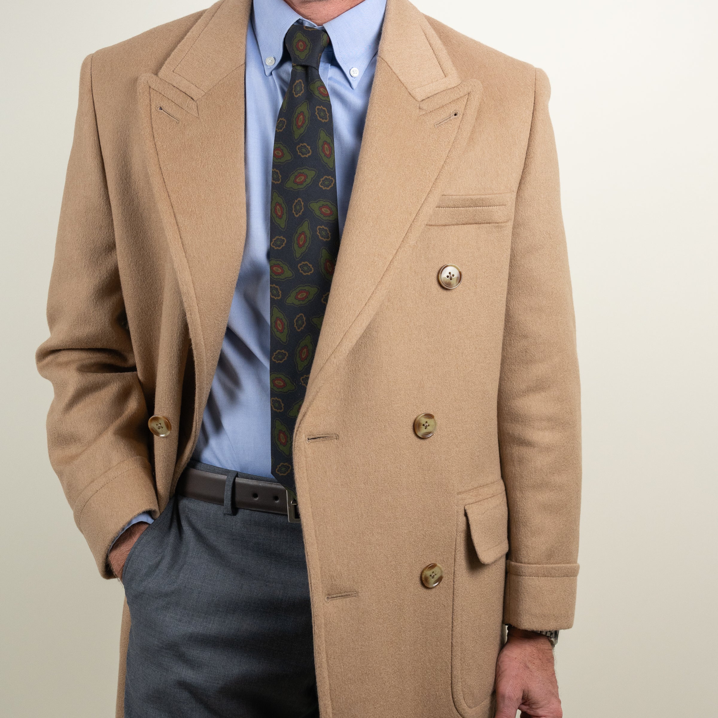 Camel Hair Double Breasted Polo Coat - Image 3