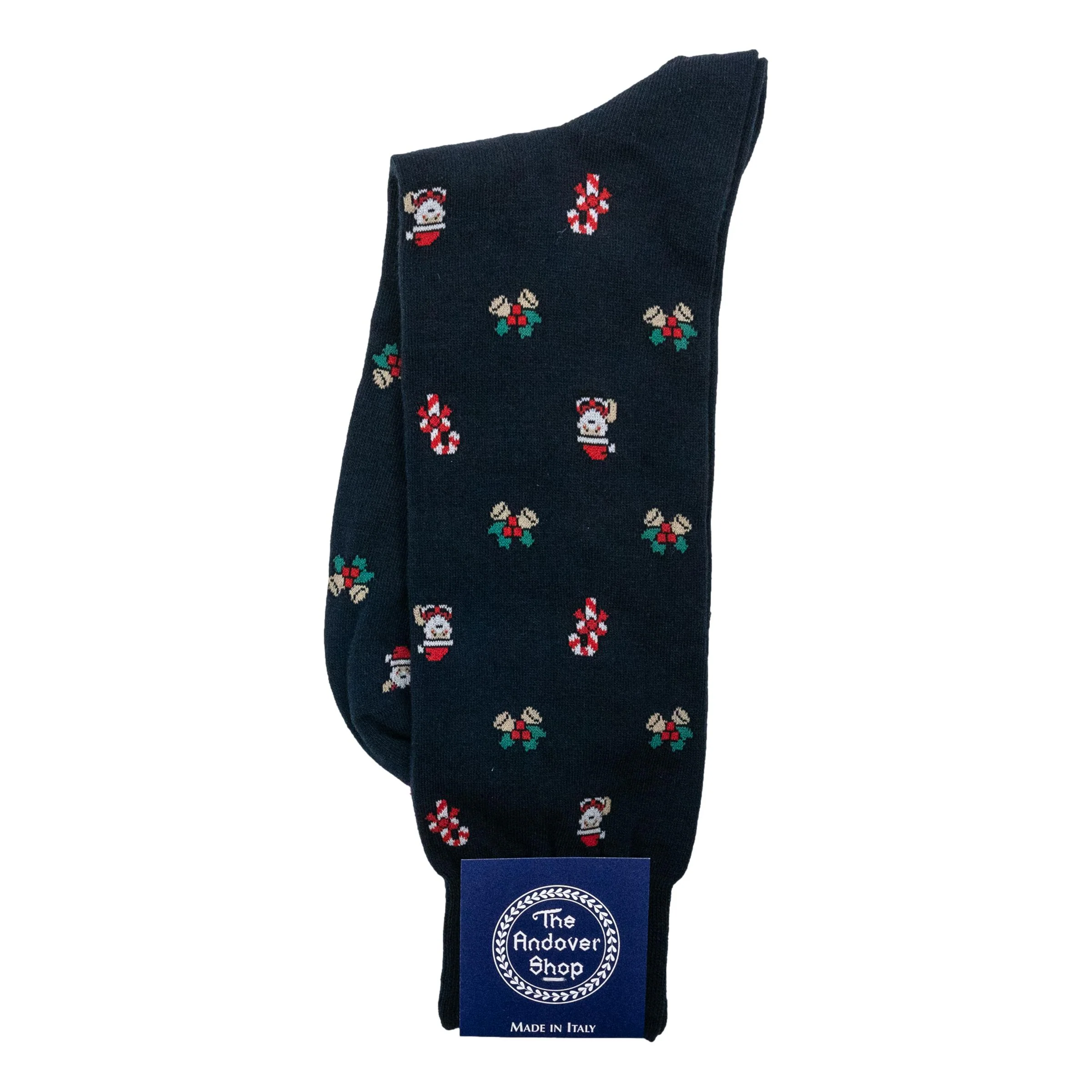 Candy Cane, Santa, and Holly Bells Motif Socks - Image 2