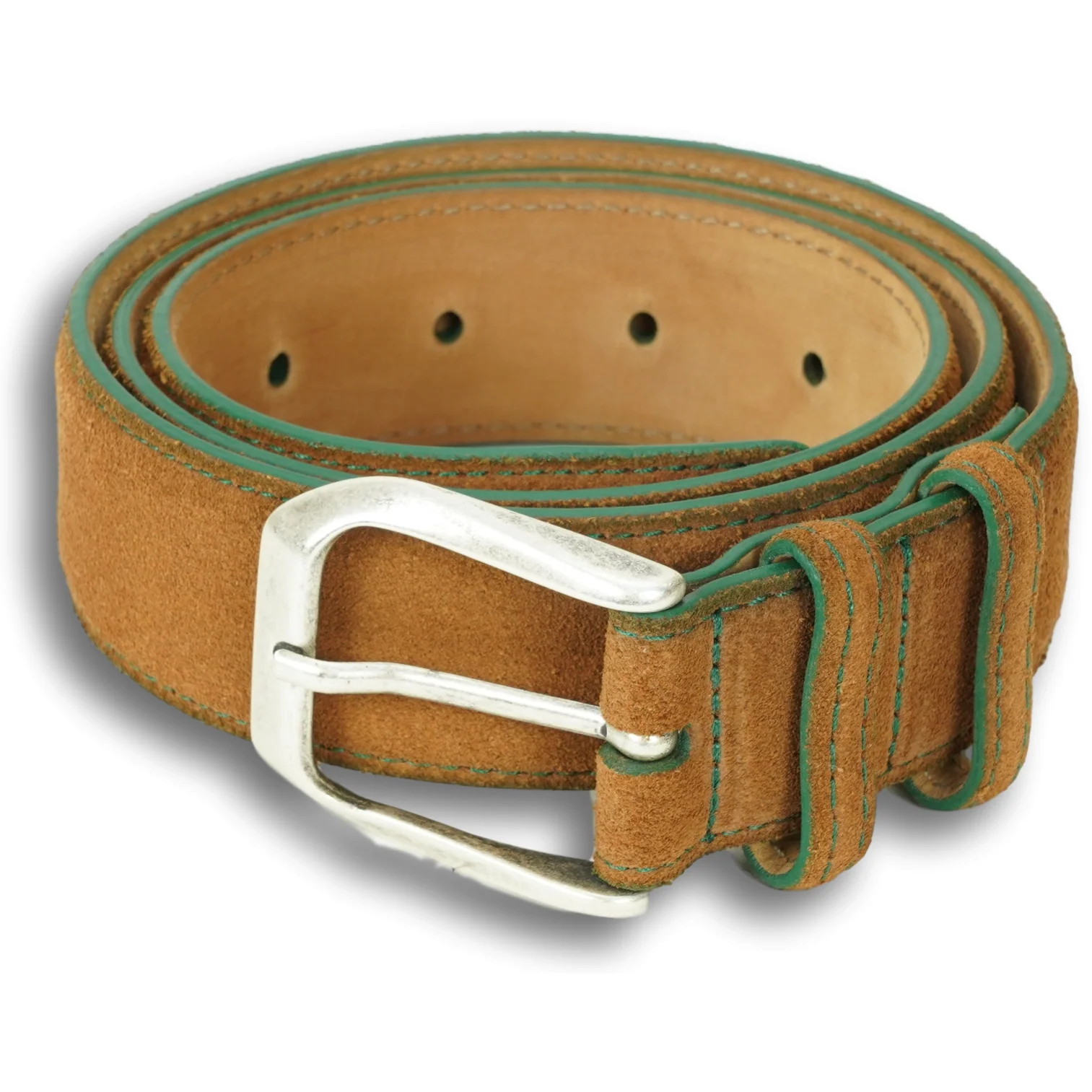 Suede Calfskin Belt with Brushed Nickel Buckle - Image 2