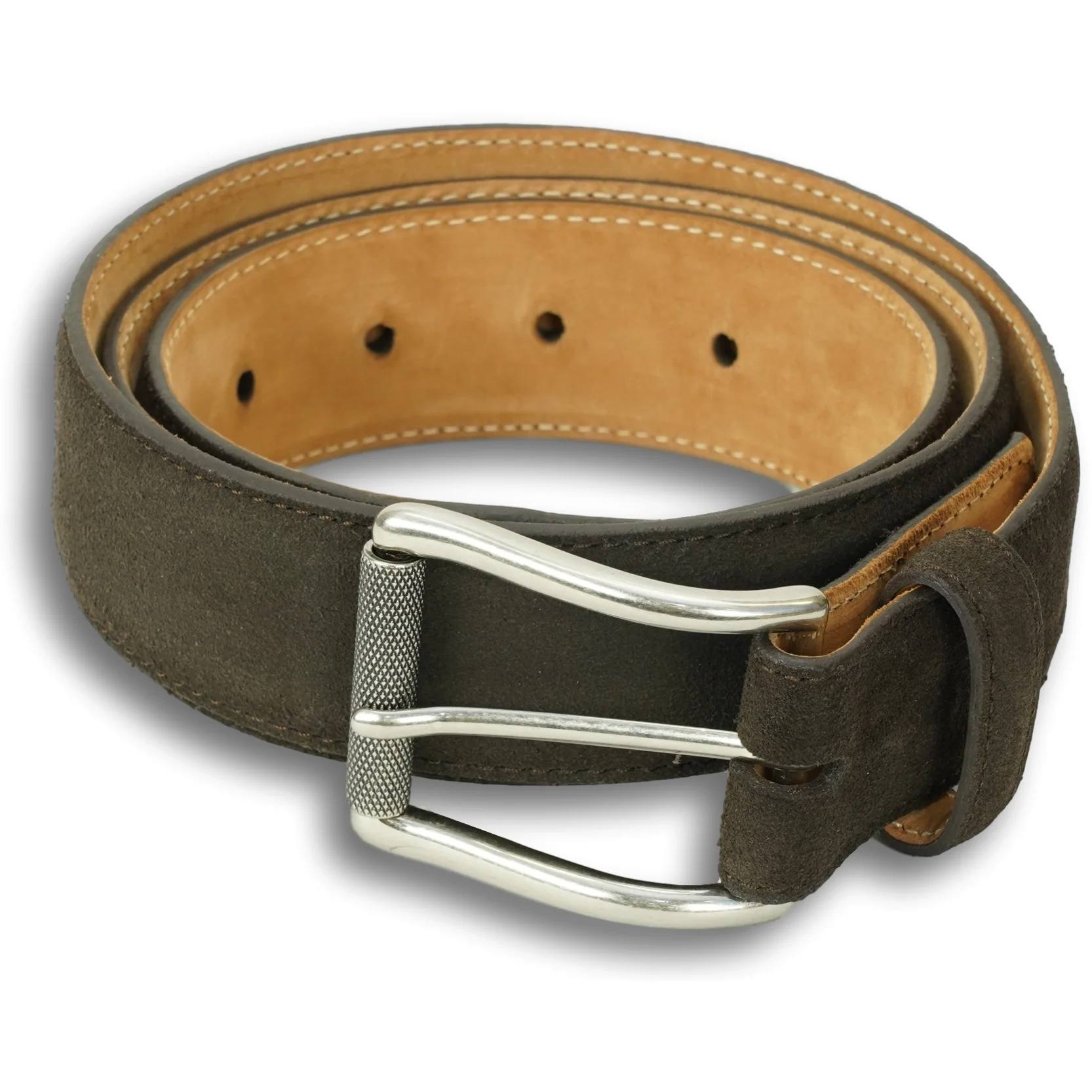 Suede Calfskin Belt with Brushed Nickel Buckle - Image 3