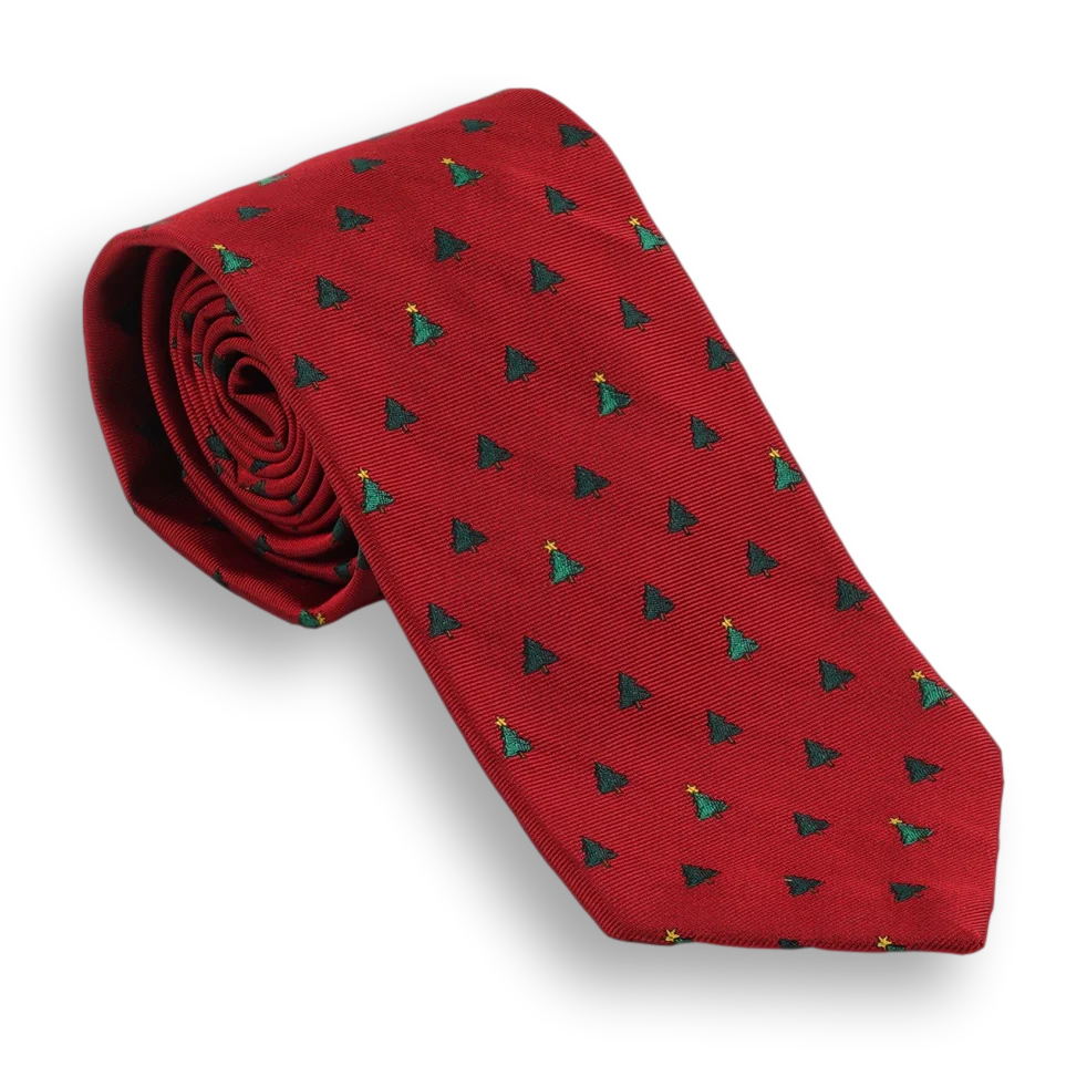 Christmas Tree Motif Silk Tie - Image 2