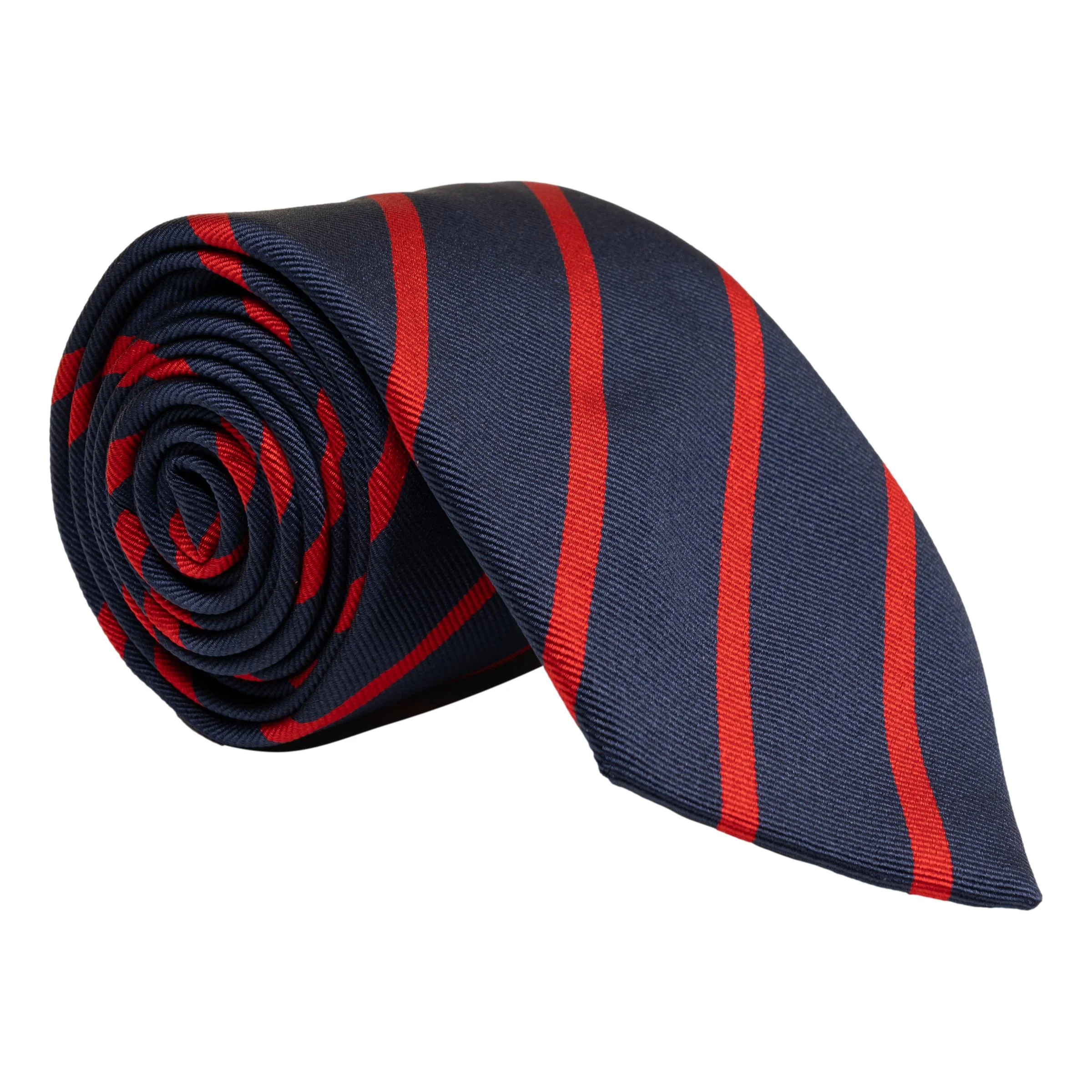 Classic Navy Repp Stripe Silk Tie - Image 3