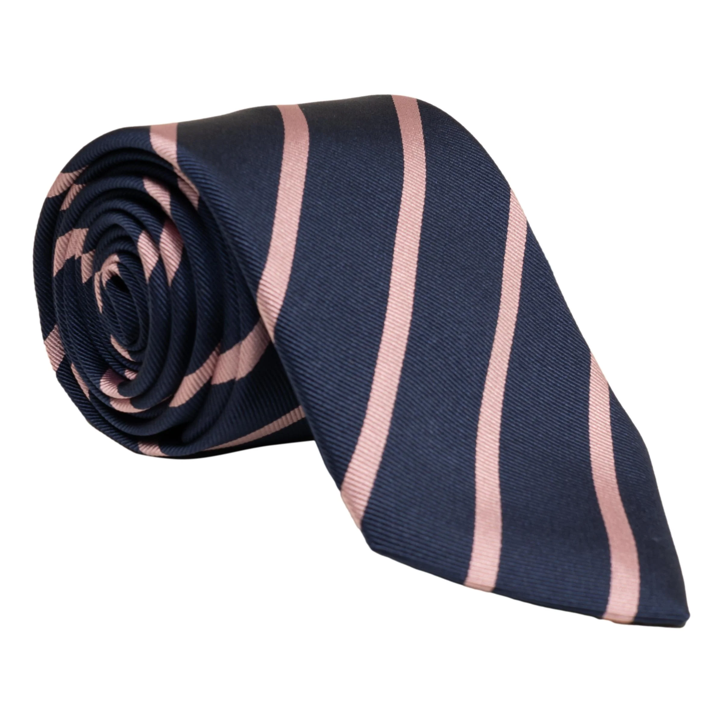 Classic Navy Repp Stripe Silk Tie - Image 5