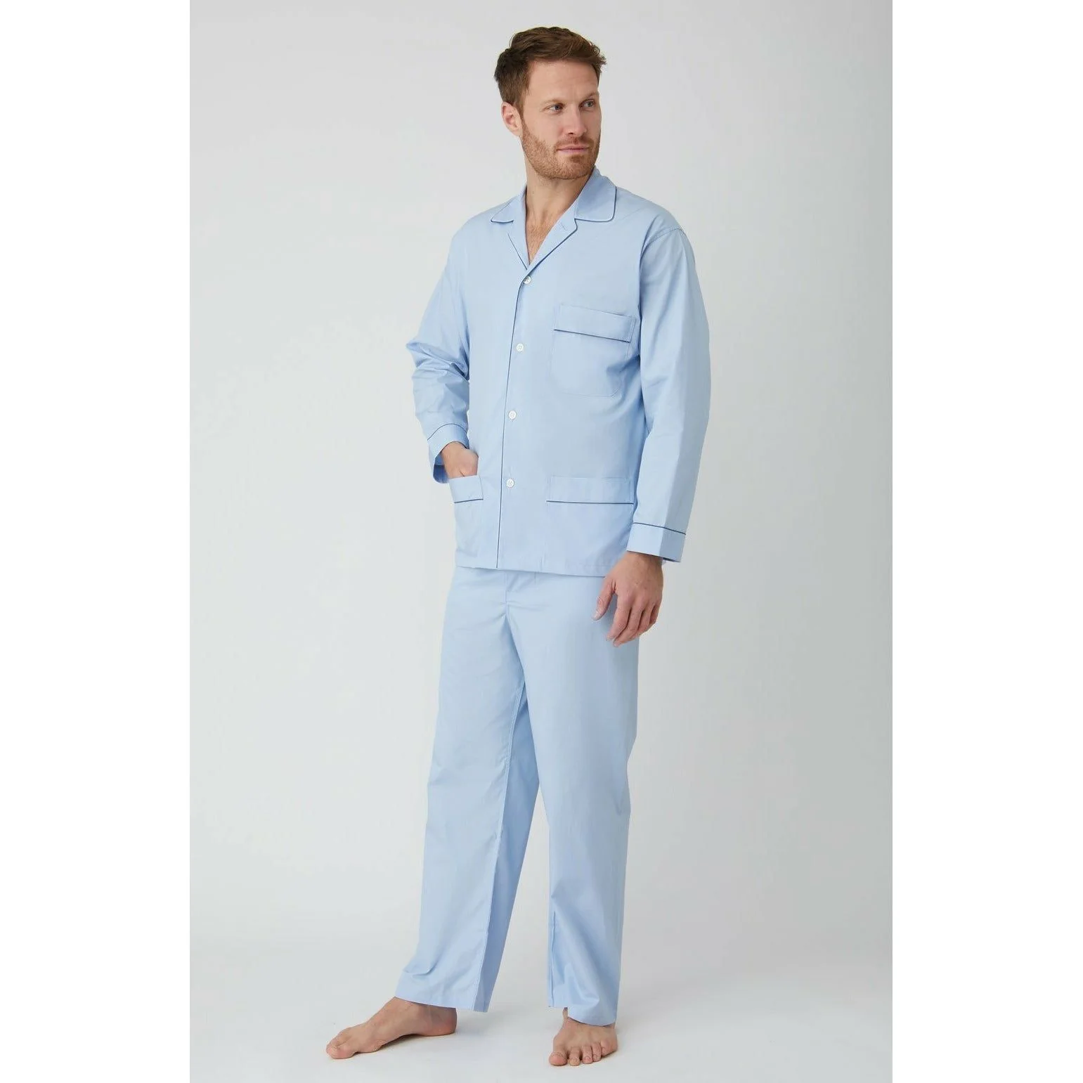 Classic Solid Blue Pyjamas - Image 2