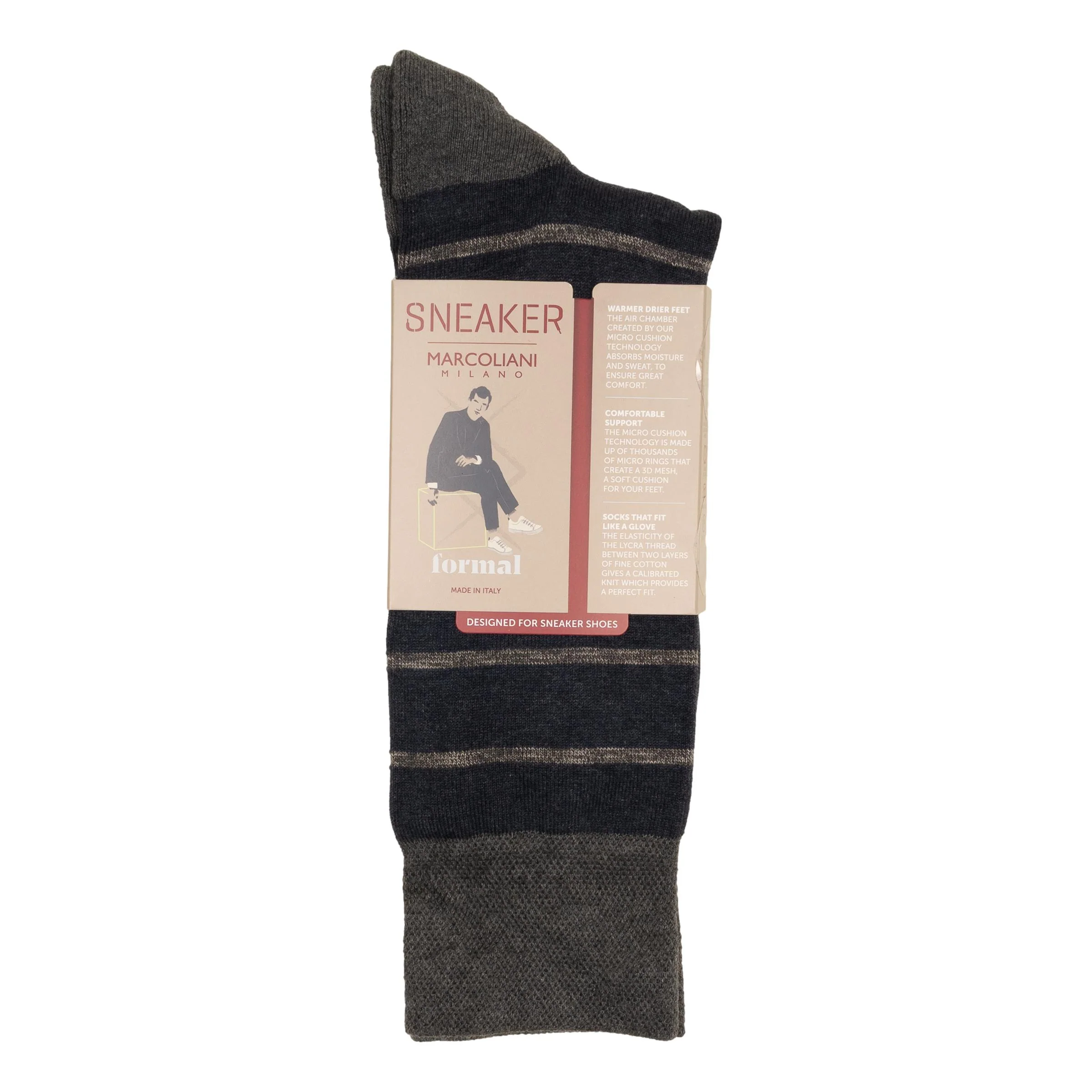 Classic Stripe Cotton Mid-Calf Sneaker Sock - Image 2