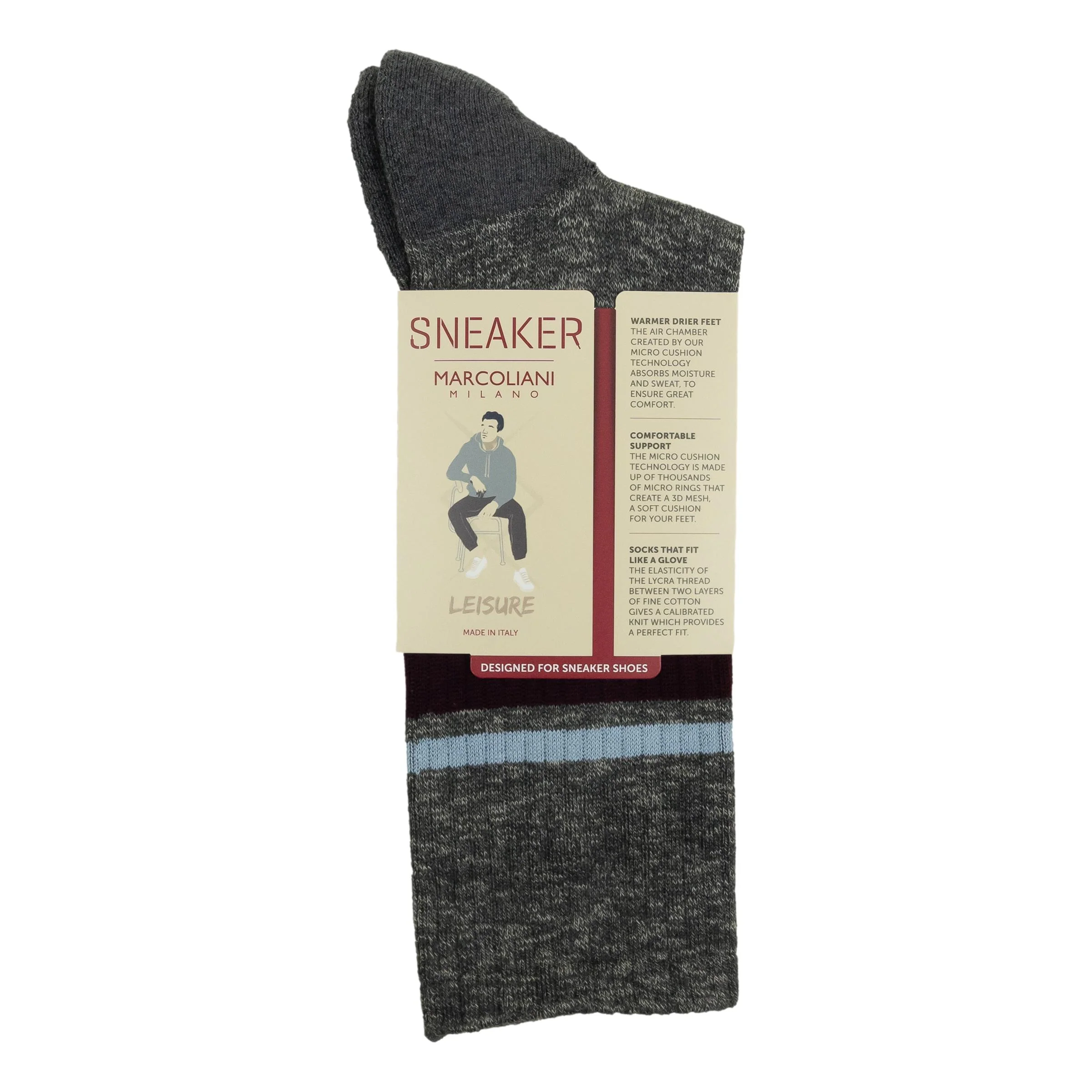 College Stripe Cotton Mid-Calf Sneaker Sock - Image 2