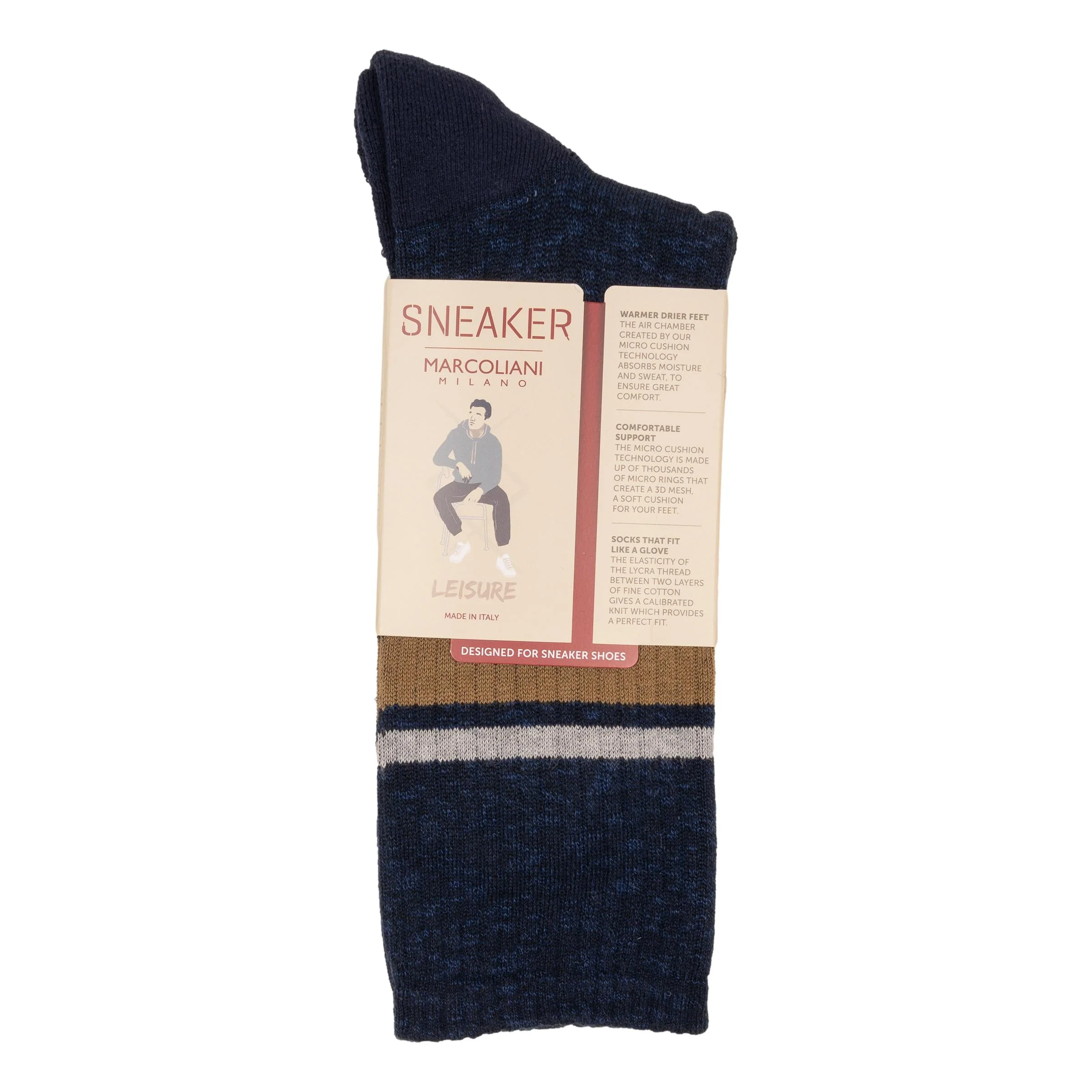 College Stripe Cotton Mid-Calf Sneaker Sock - Image 3