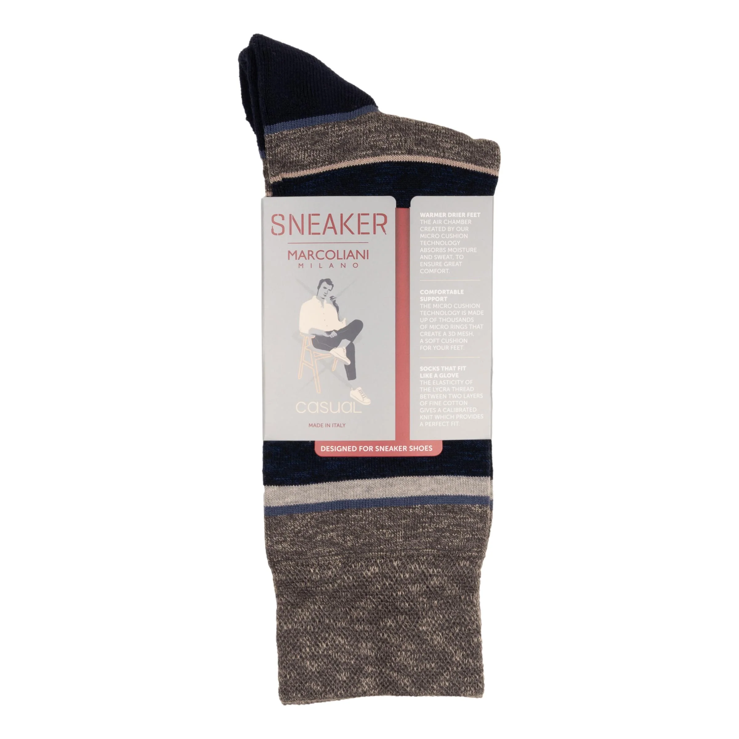 Como Stripe Cotton Mid-Calf Sneaker Sock - Image 2