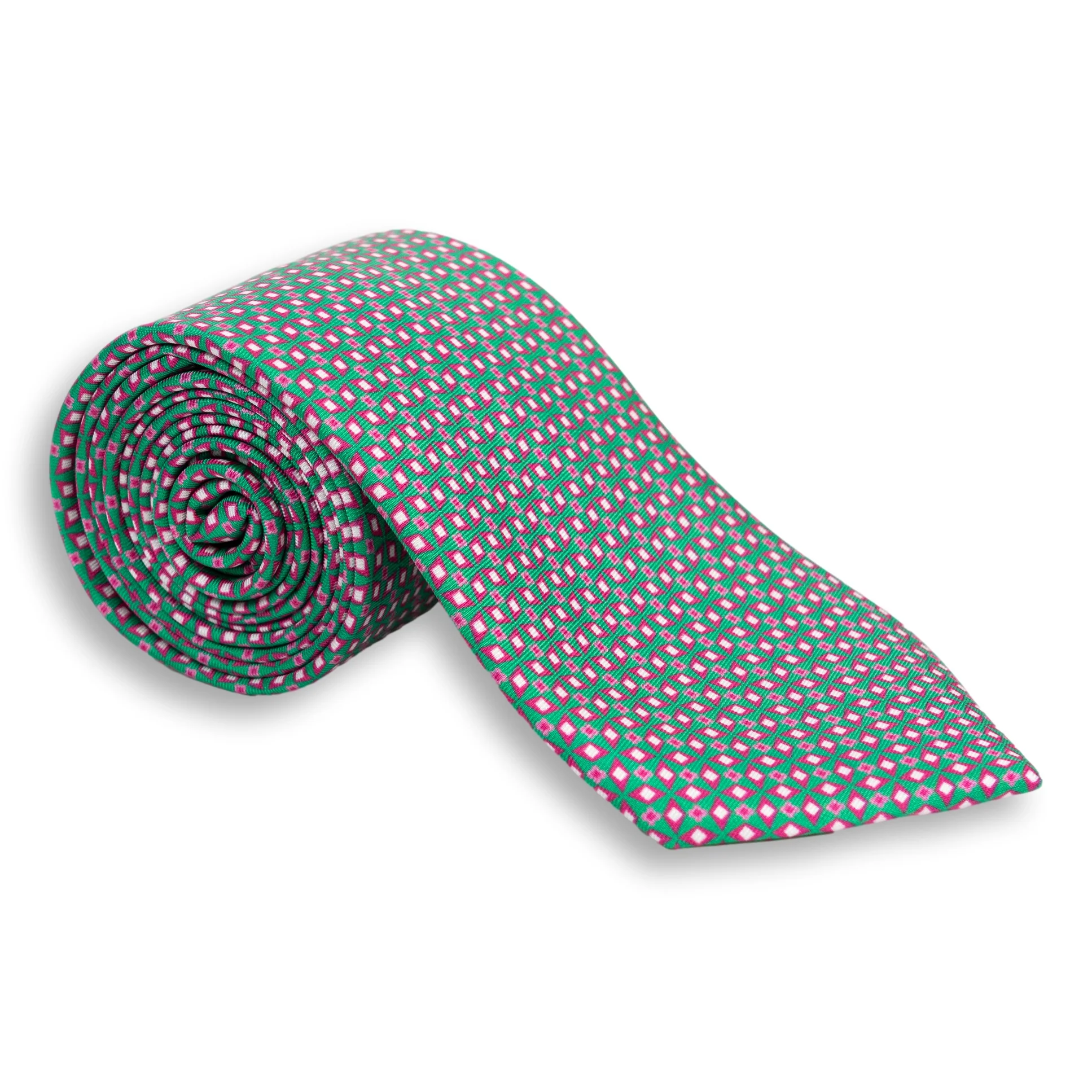Abstract Diamond Pattern Silk Print Tie - Image 2