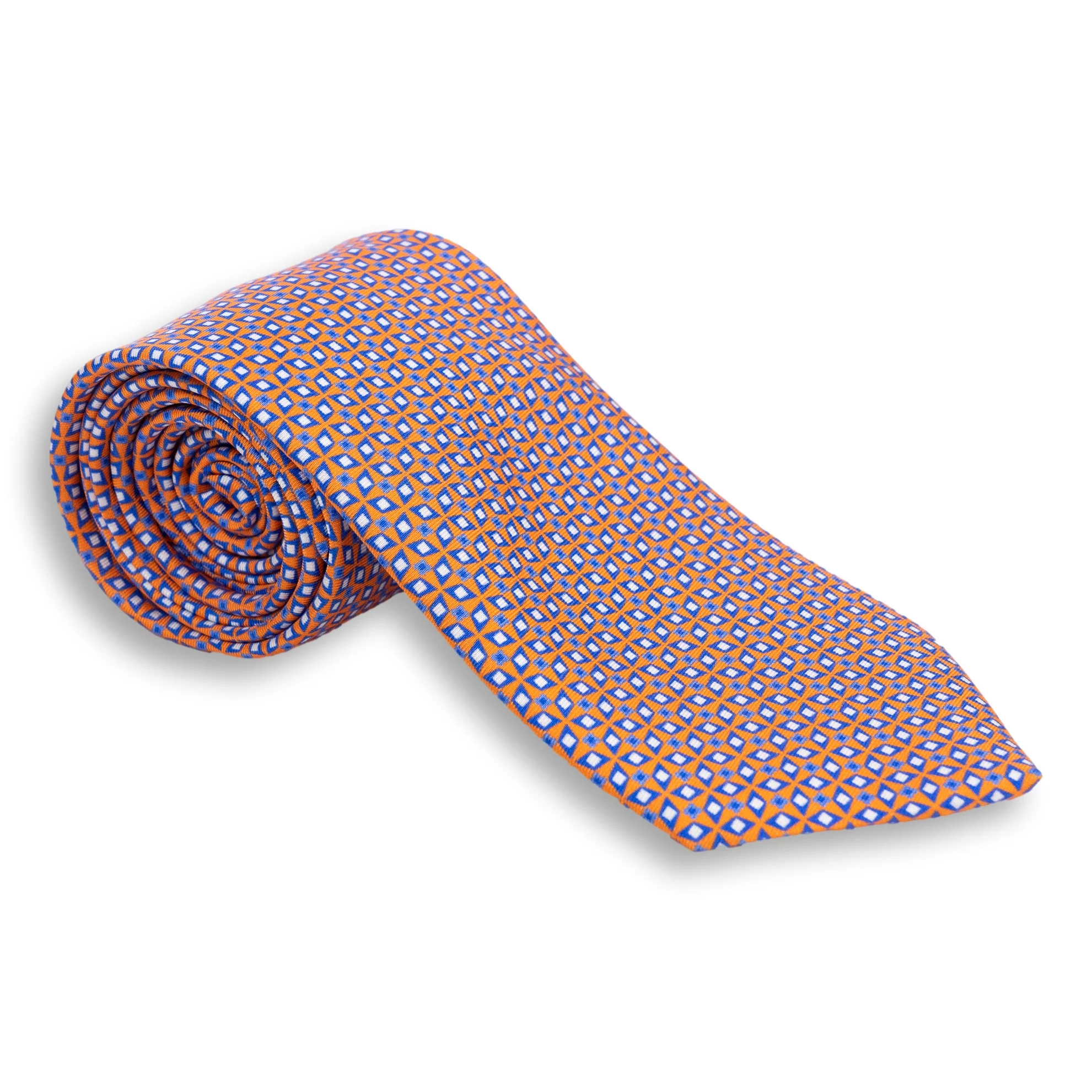 Abstract Diamond Pattern Silk Print Tie - Image 3