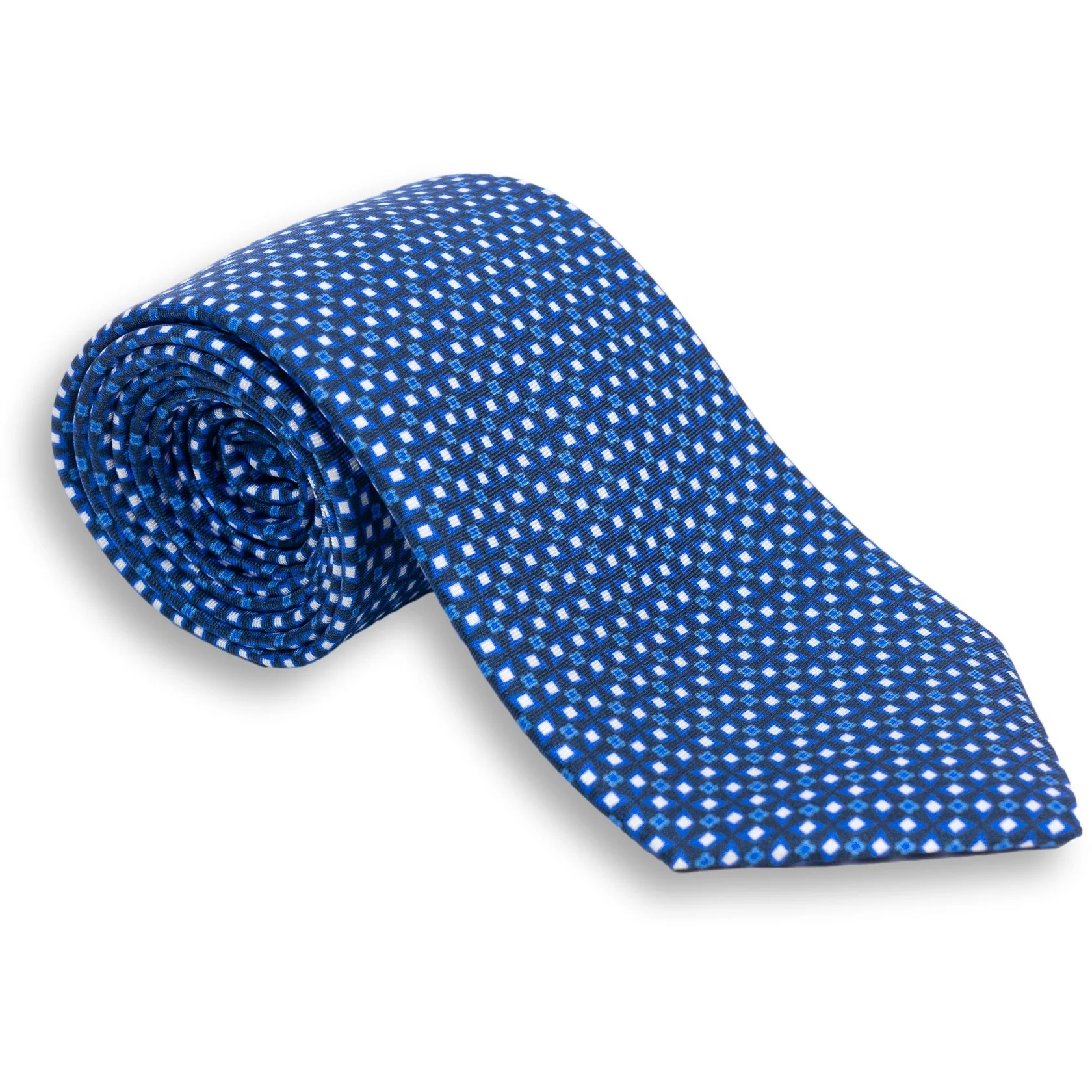 Abstract Diamond Pattern Silk Print Tie - Image 4