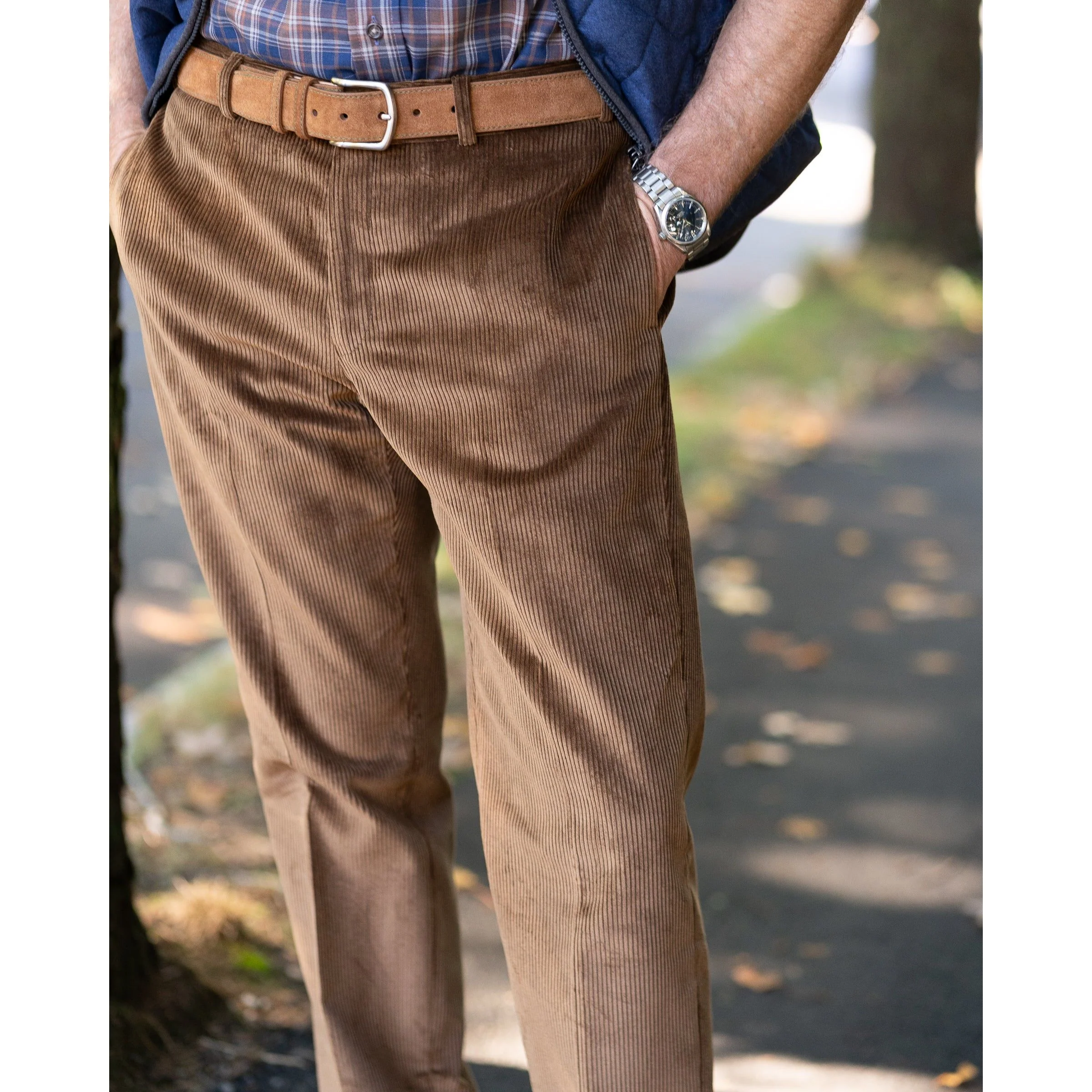 Cambridge Fit Corduroy Plain Front Trouser - Image 6