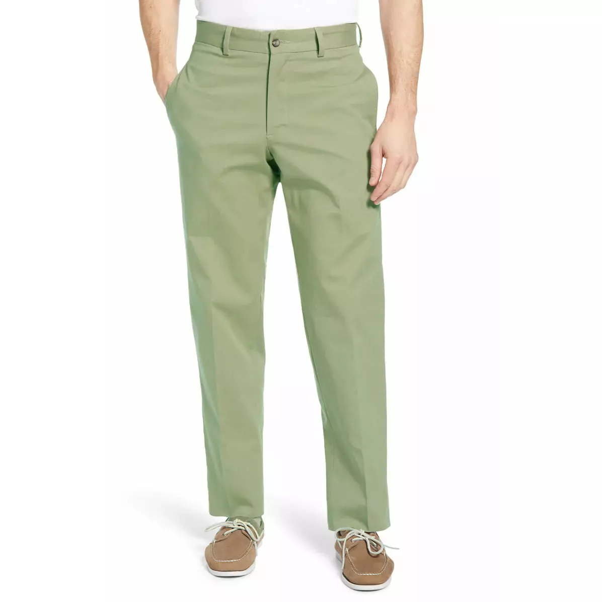 Cotton Khaki Twill Plain Front Trouser - Image 4