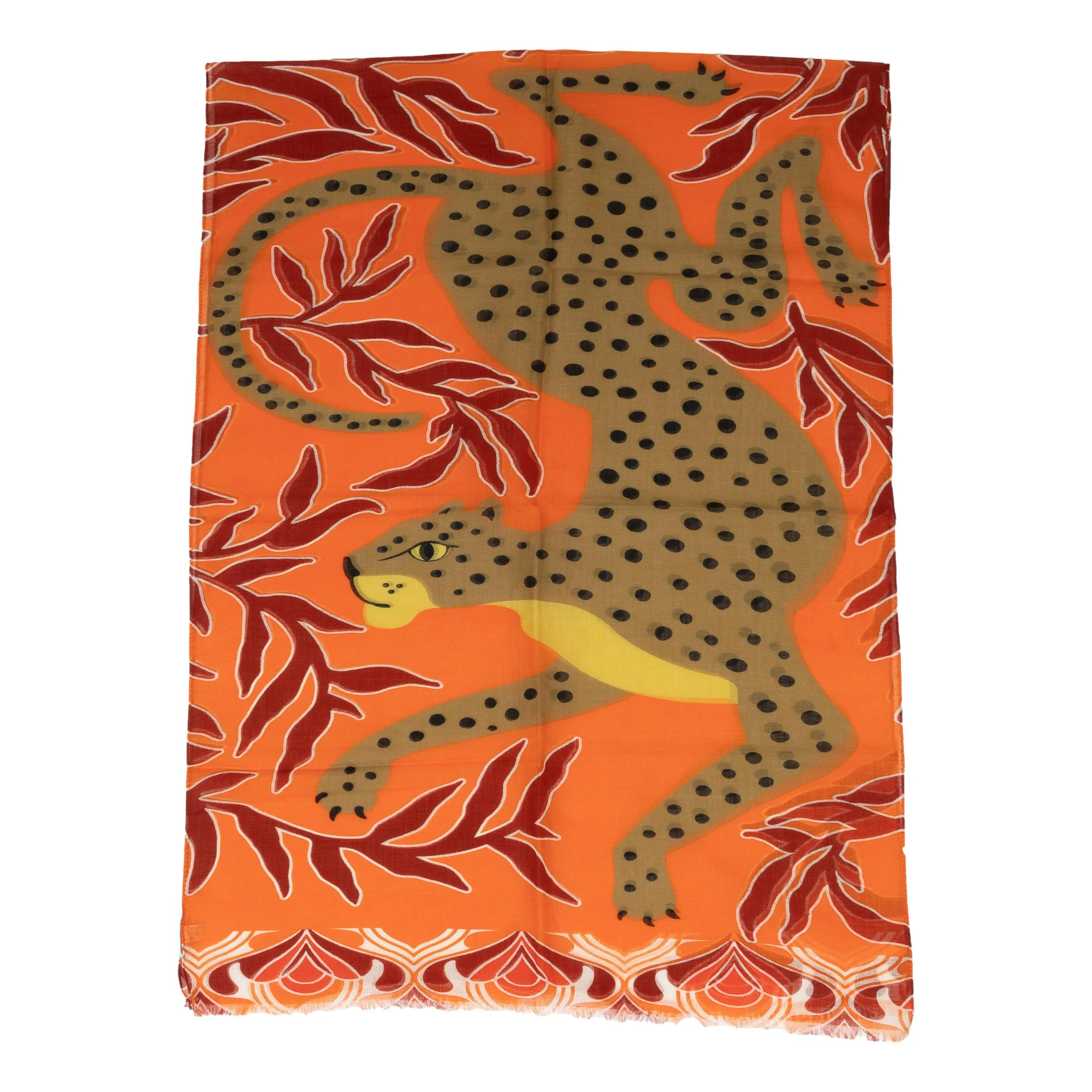 Creeping Leopard Cotton and Linen Blend Scarf - Image 2