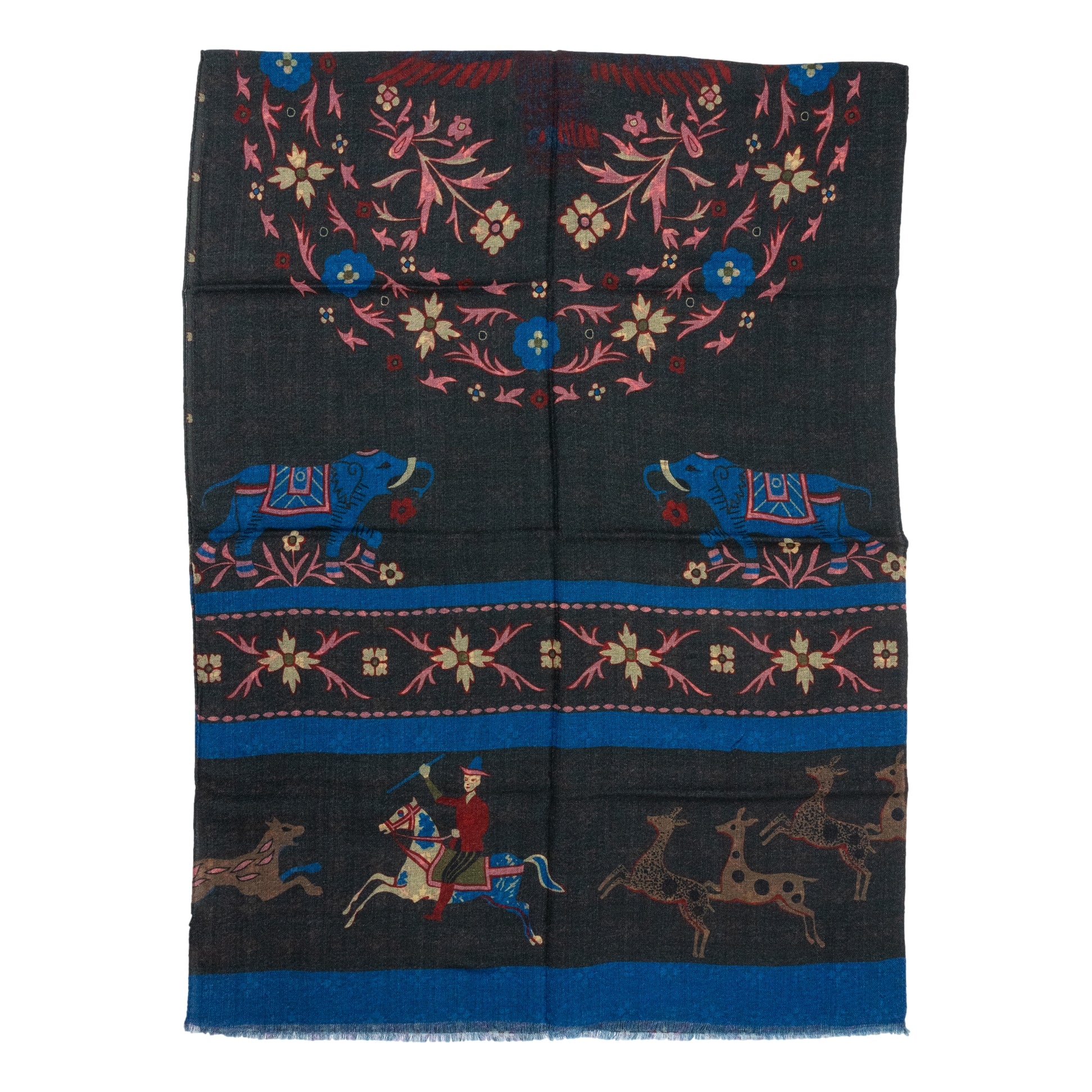 Horseback Rider, Deer, and Lion Lambswool Scarf - Image 3