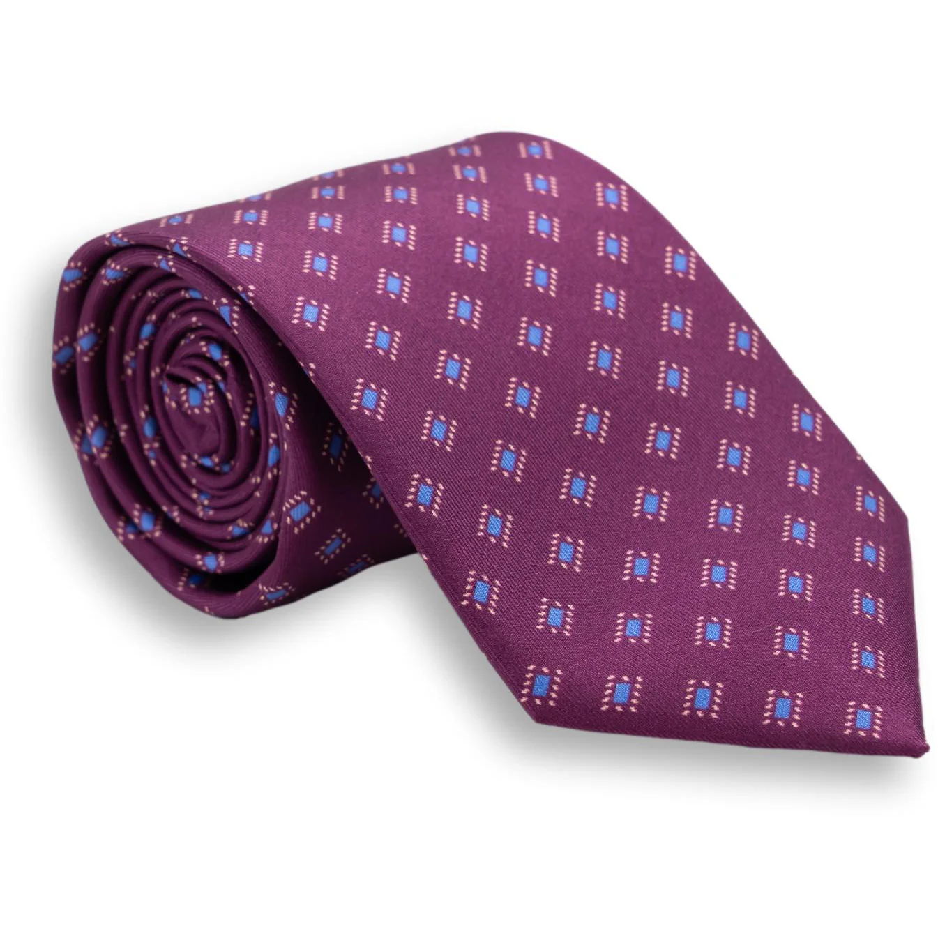 Diamond Motif Silk Print Tie - Image 4