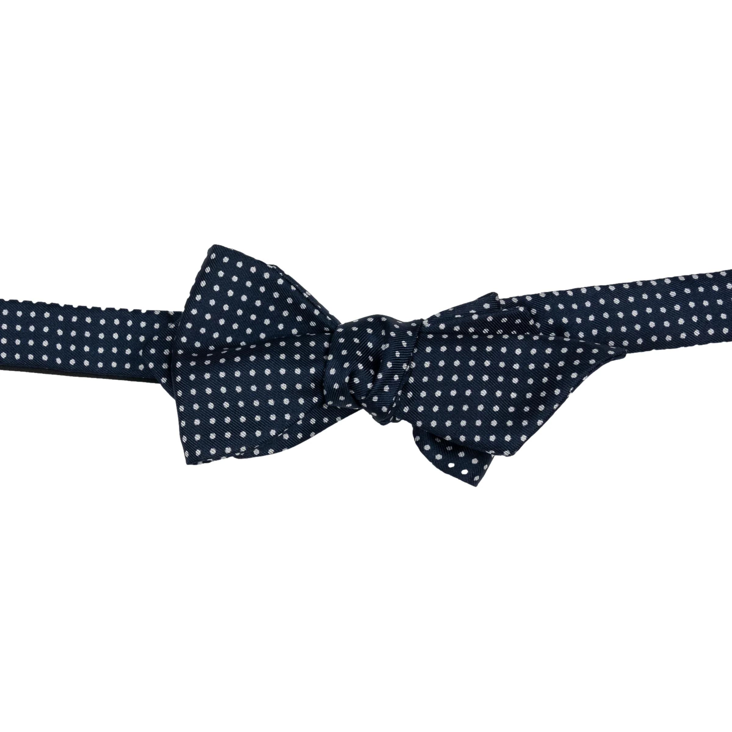 Diamond Point Pin Dot Silk Bow Tie - Image 2