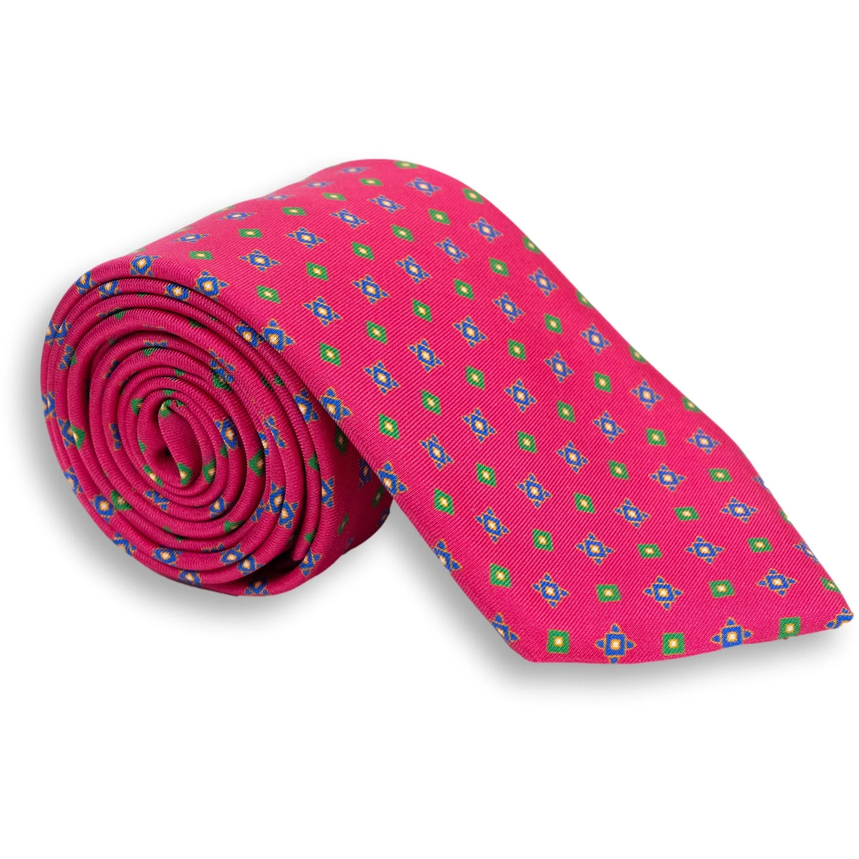 Diamond Shield Motif Silk Print Tie - Image 2