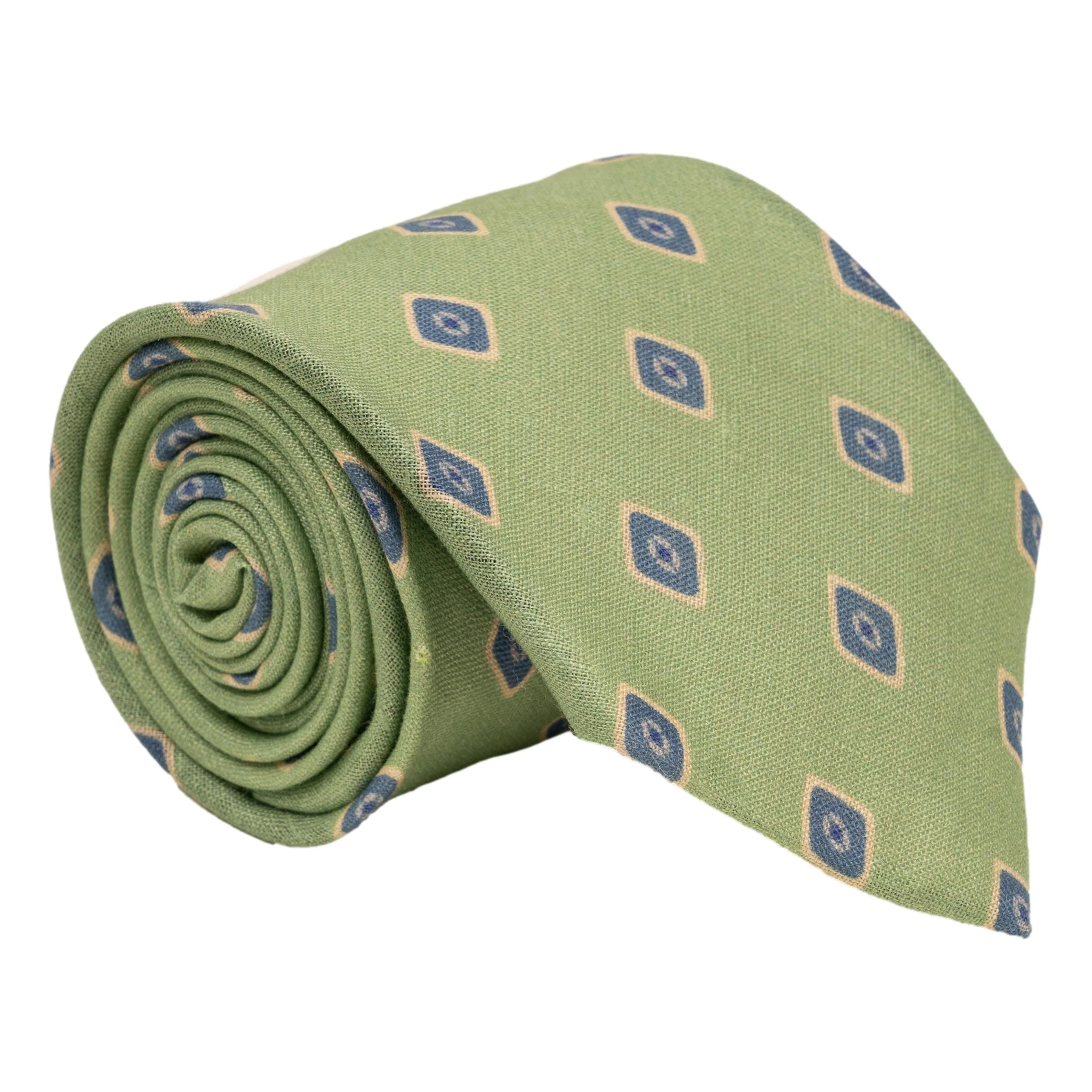 Diamond Tower Shield Print Silk and Linen Tie - Image 2