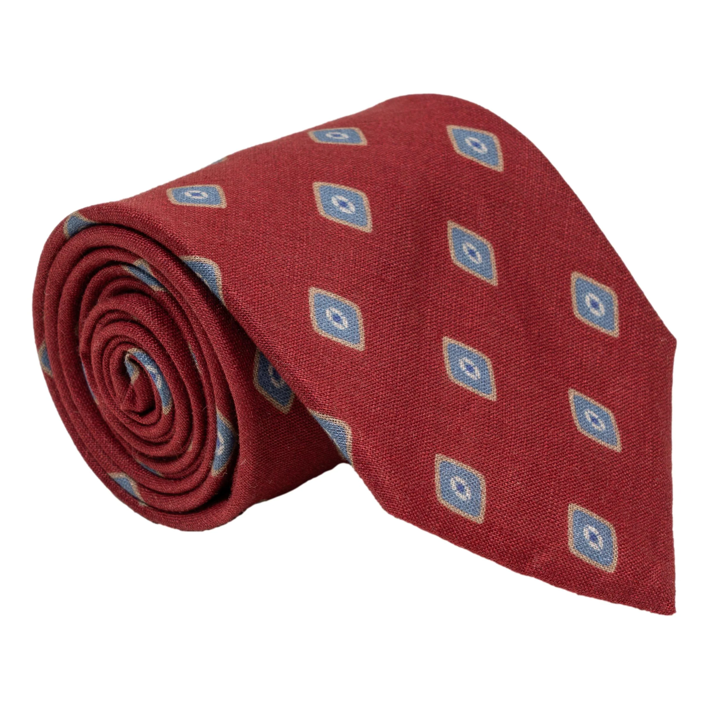 Diamond Tower Shield Print Silk and Linen Tie - Image 3