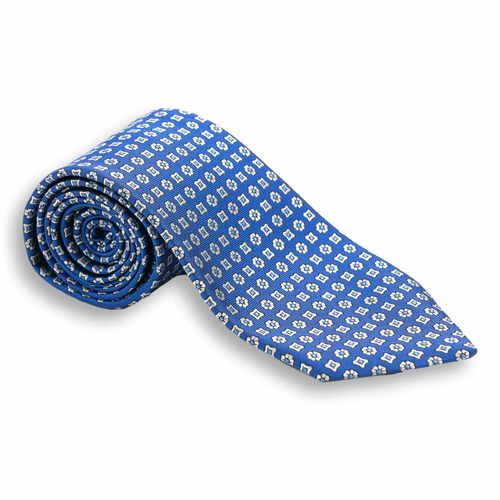 Flower and Abstract Square Woven Silk Tie - Image 3